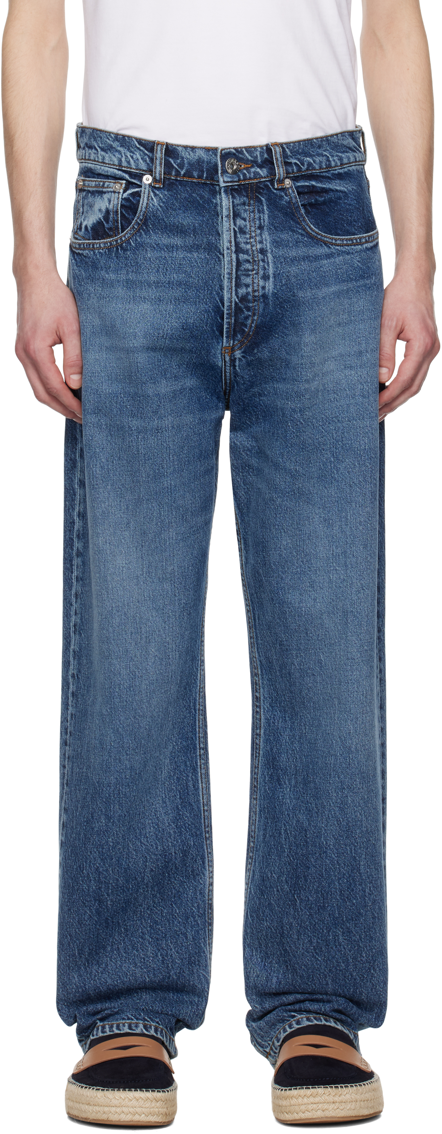 Blue 5 Pocket Straight Leg Jeans