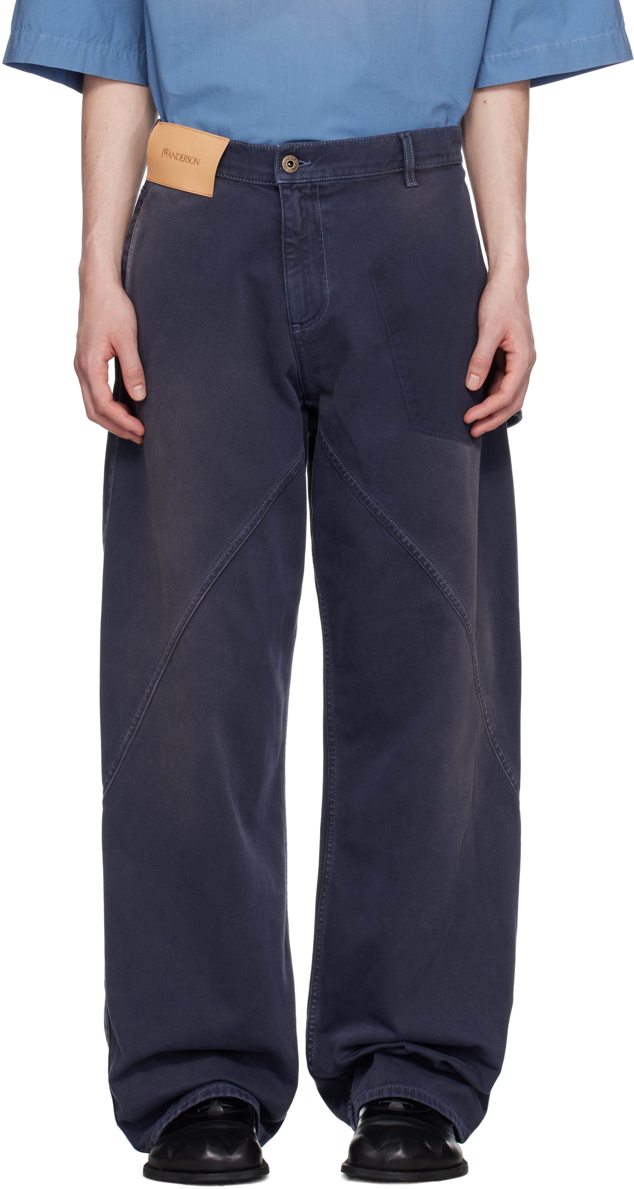 Shop Jw Anderson Navy Twisted Workwear Jeans In 888
