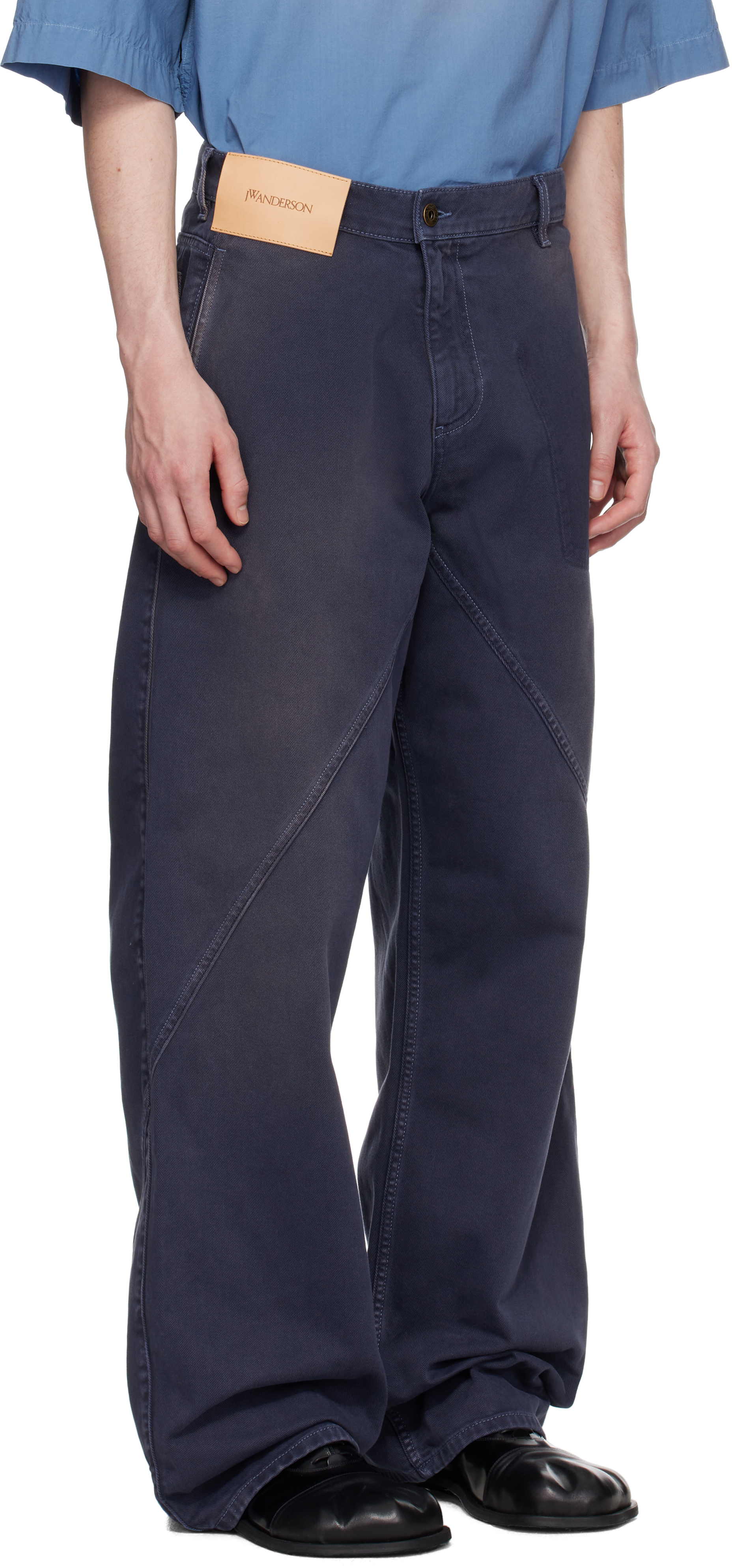 Shop Jw Anderson Navy Twisted Workwear Jeans In 888