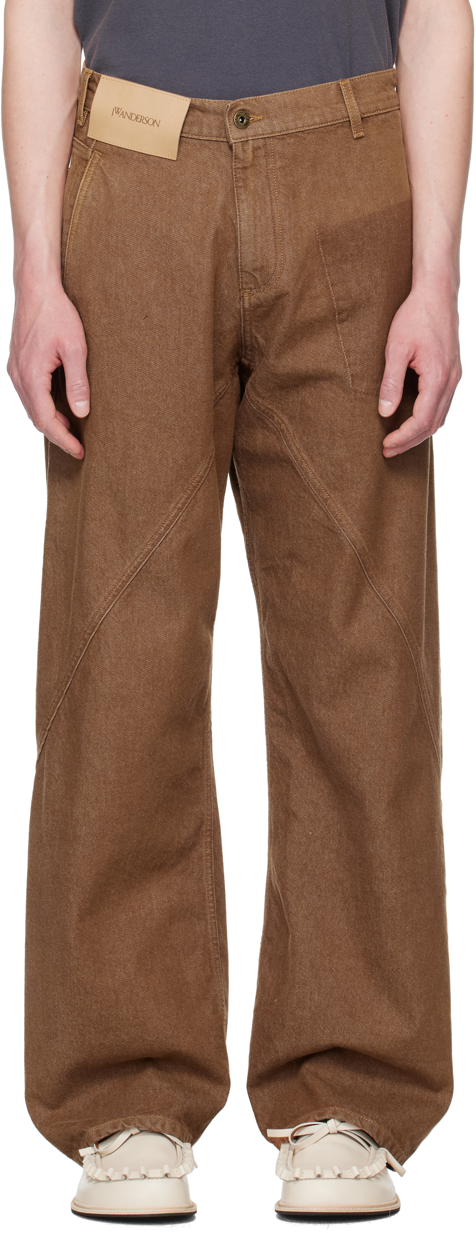 Brown Twisted Workwear Jeans