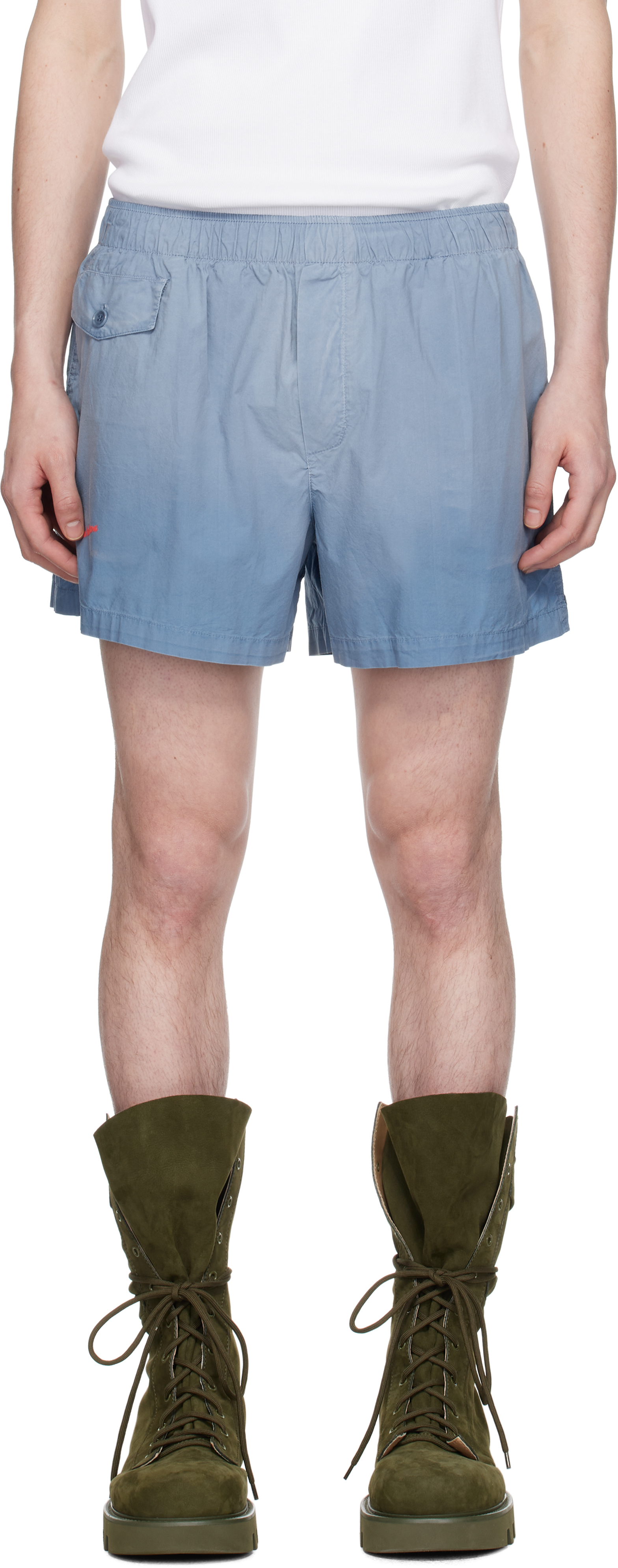 Blue Logo Print Shorts