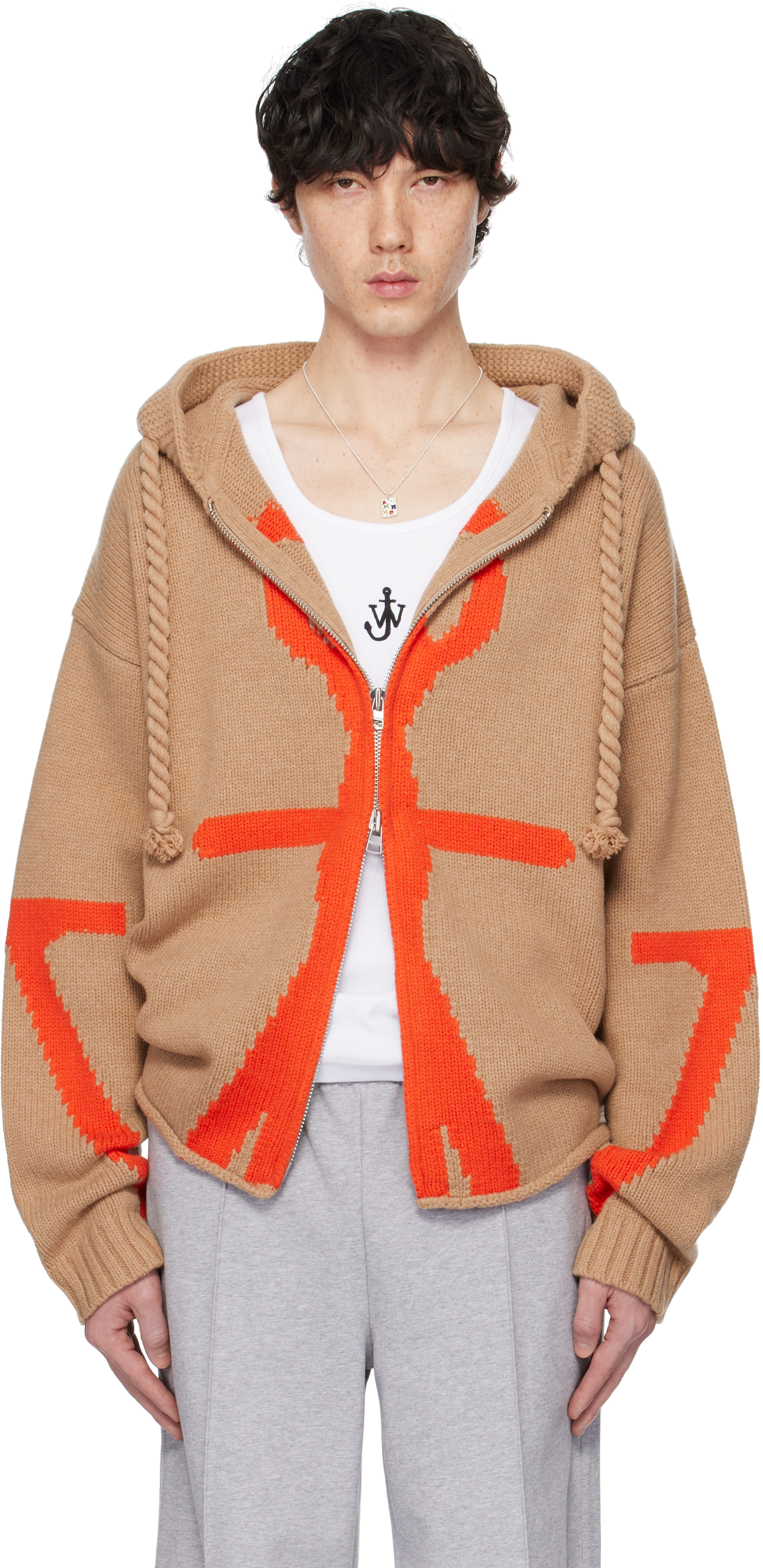 Tan 
Orange Anchor Logo Hoodie