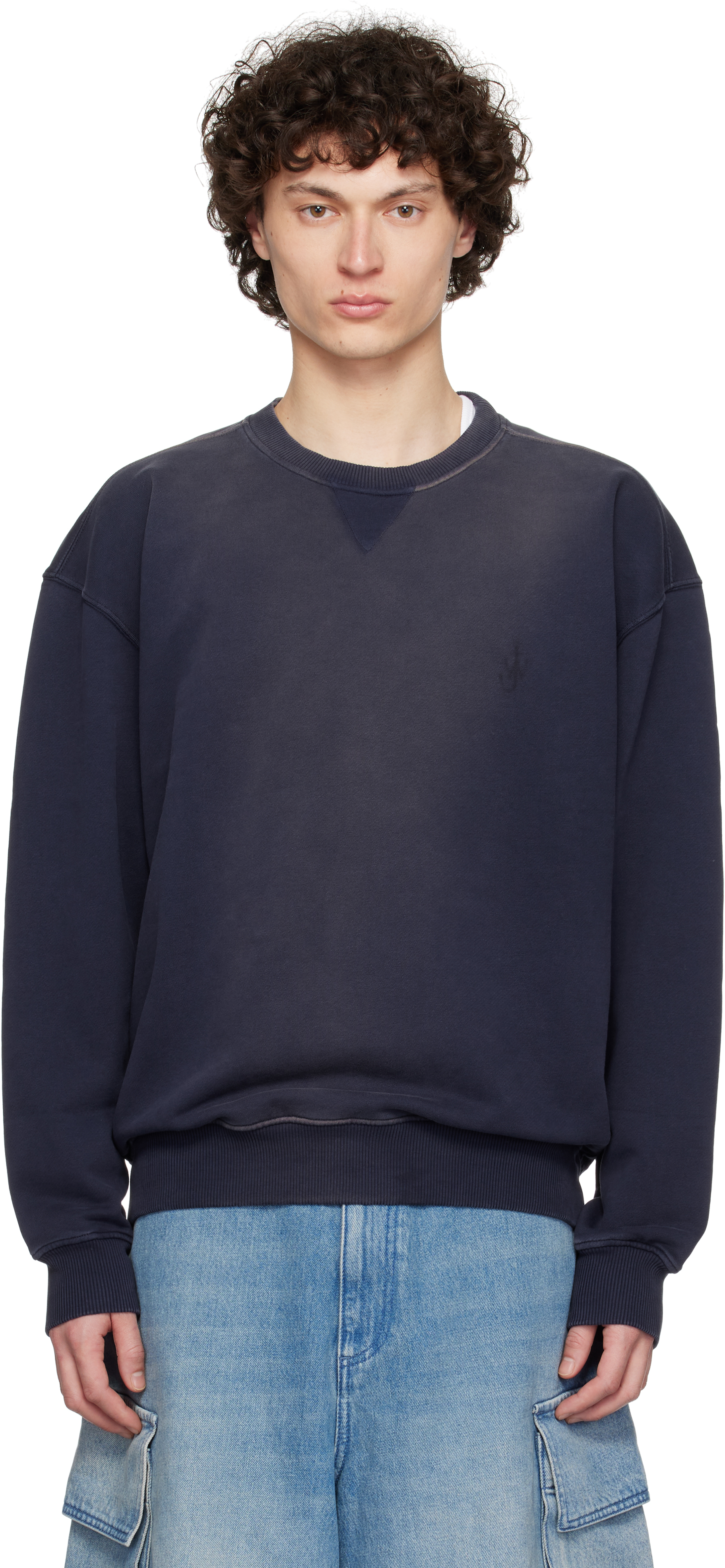 Navy Oversized Anchor Logo Sweatshirt