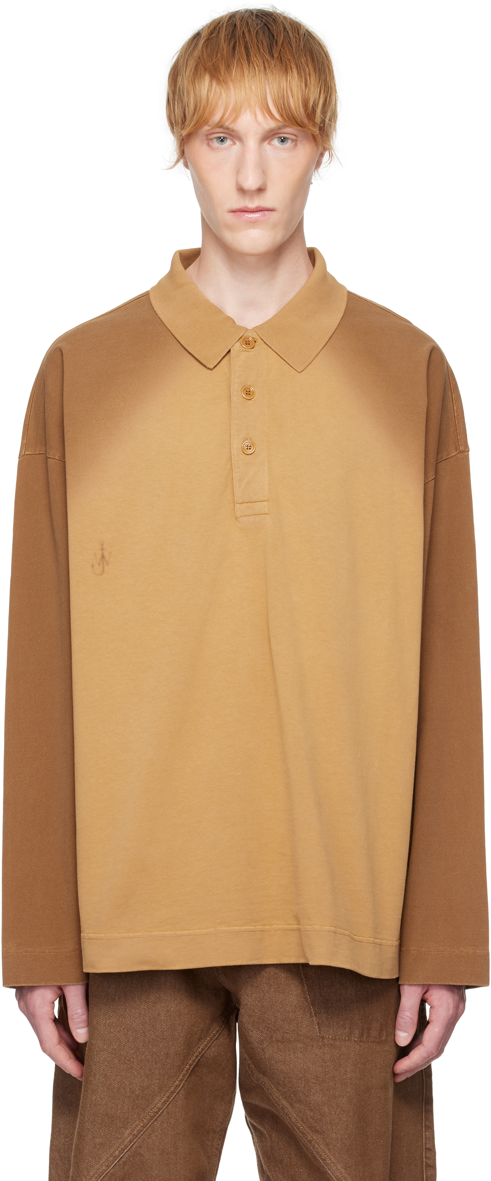 Tan Long Sleeve Rugby Polo