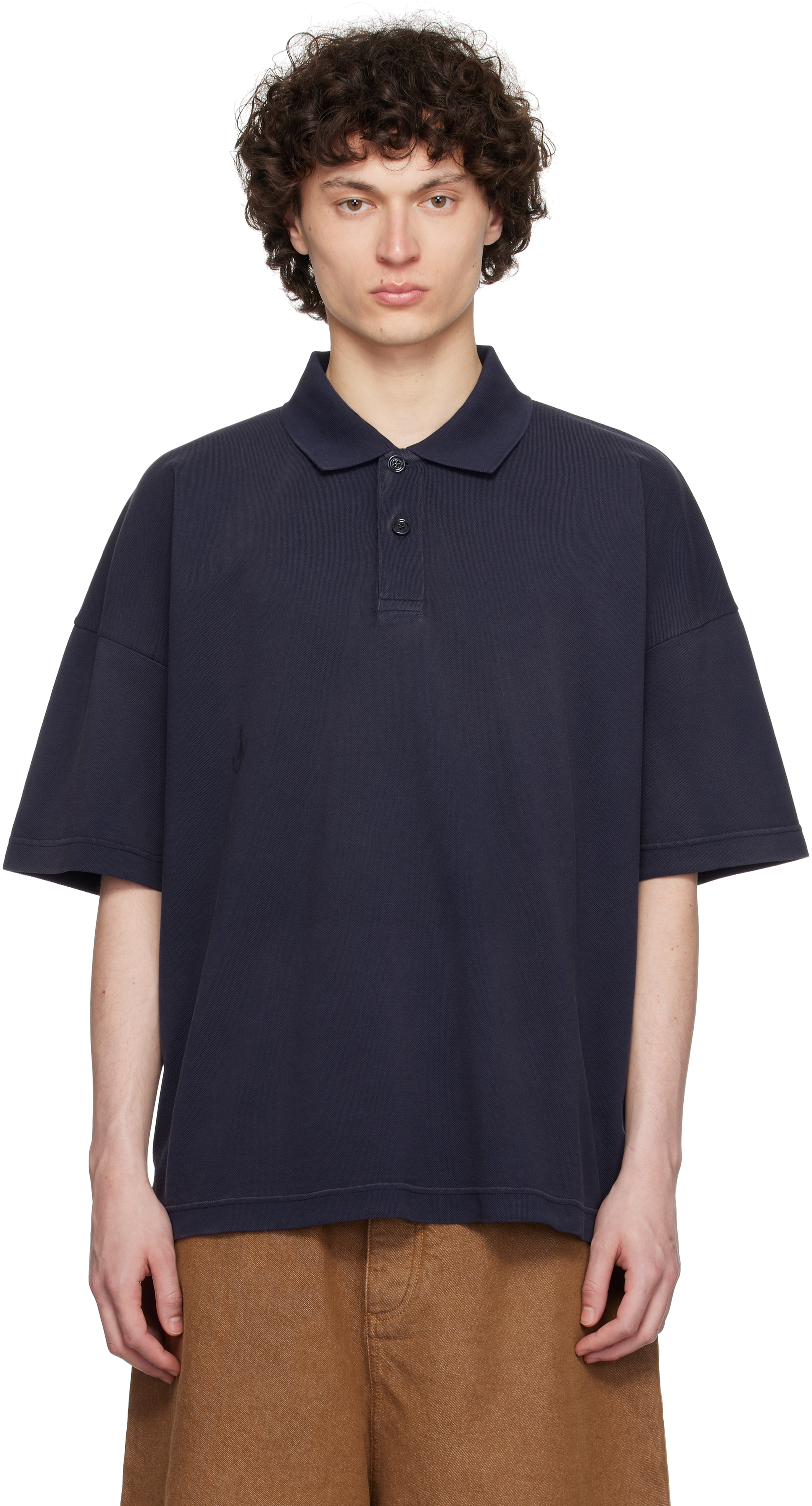 Shop Jw Anderson Navy Anchor Print Polo In 888
