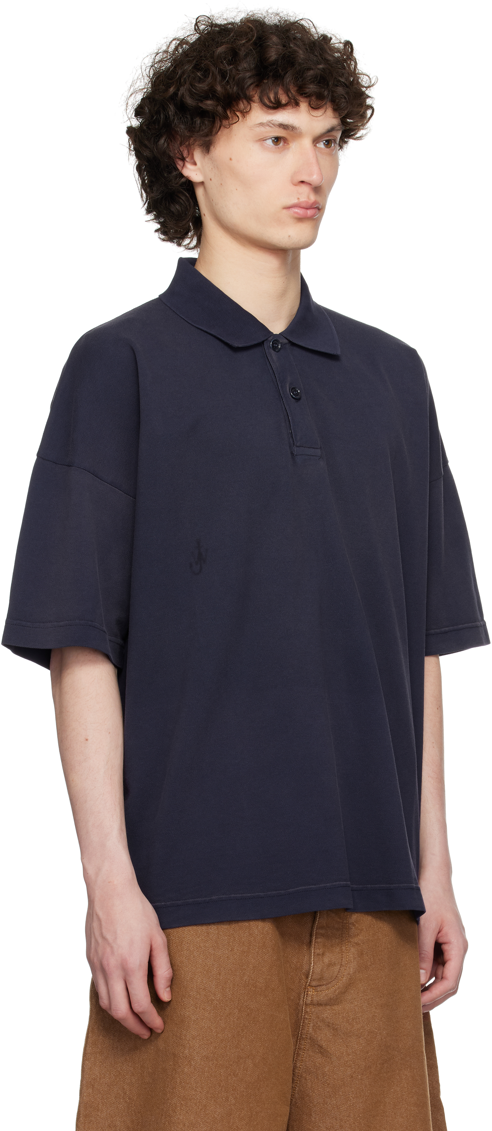 Shop Jw Anderson Navy Anchor Print Polo In 888