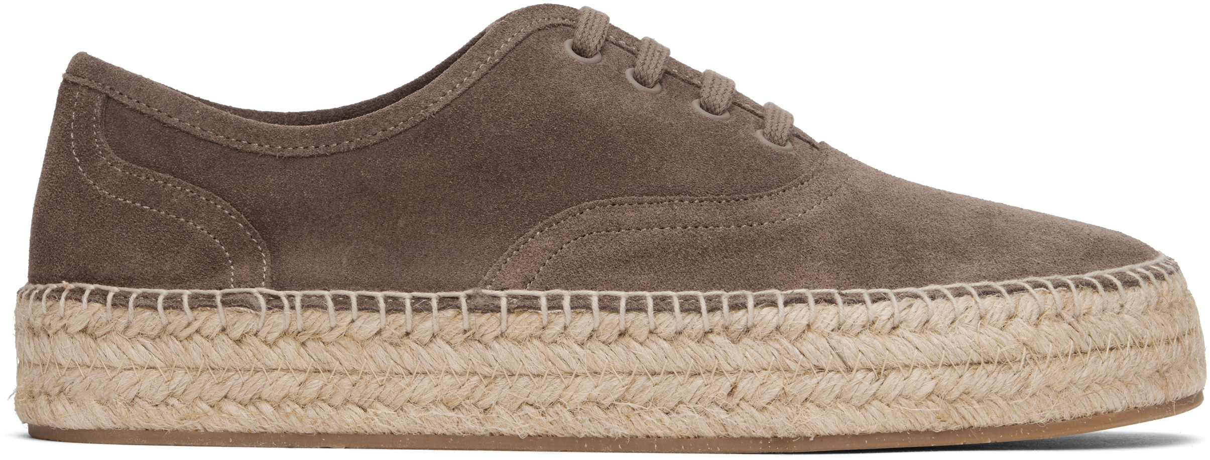 【関税込み】JW Anderson エスパドリーユ JW Andersonのトープ Lace-Front スエード プラットフォーム