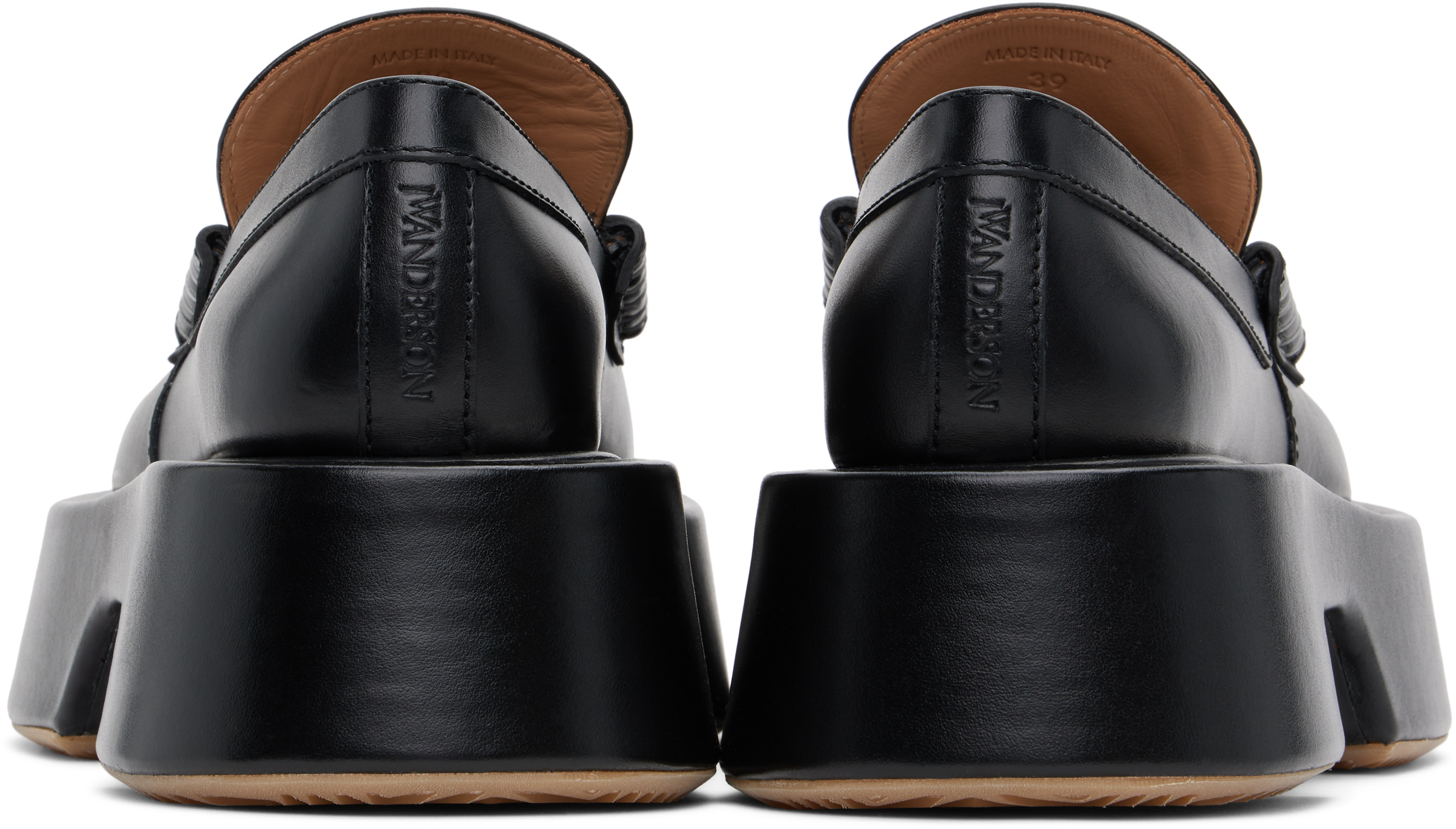 Jw Anderson Leather Platform Moccasins In 999