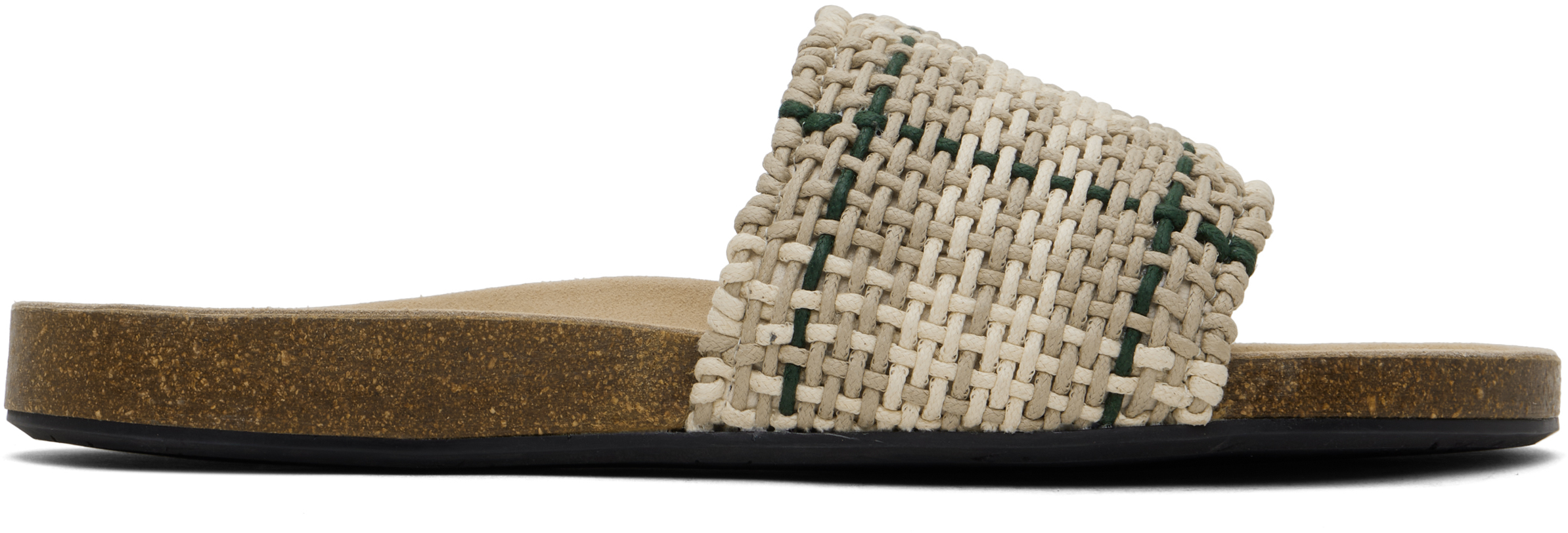 Beige 
Green Check Sandals