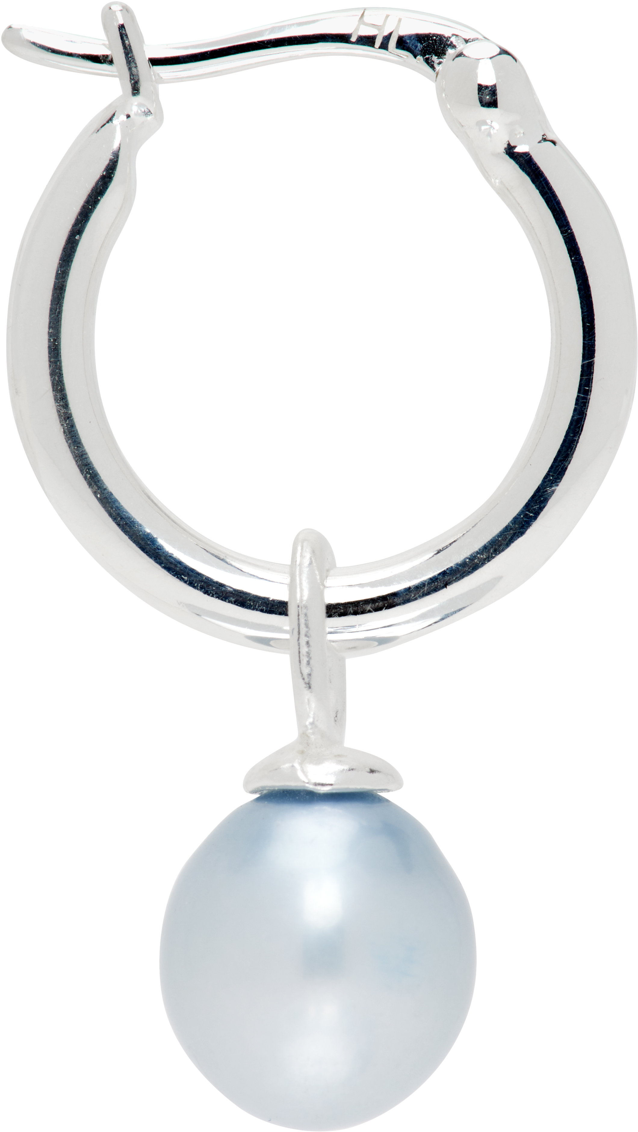 SSENSE Exclusive Silver Pearl Hoop Single Earring by Hatton