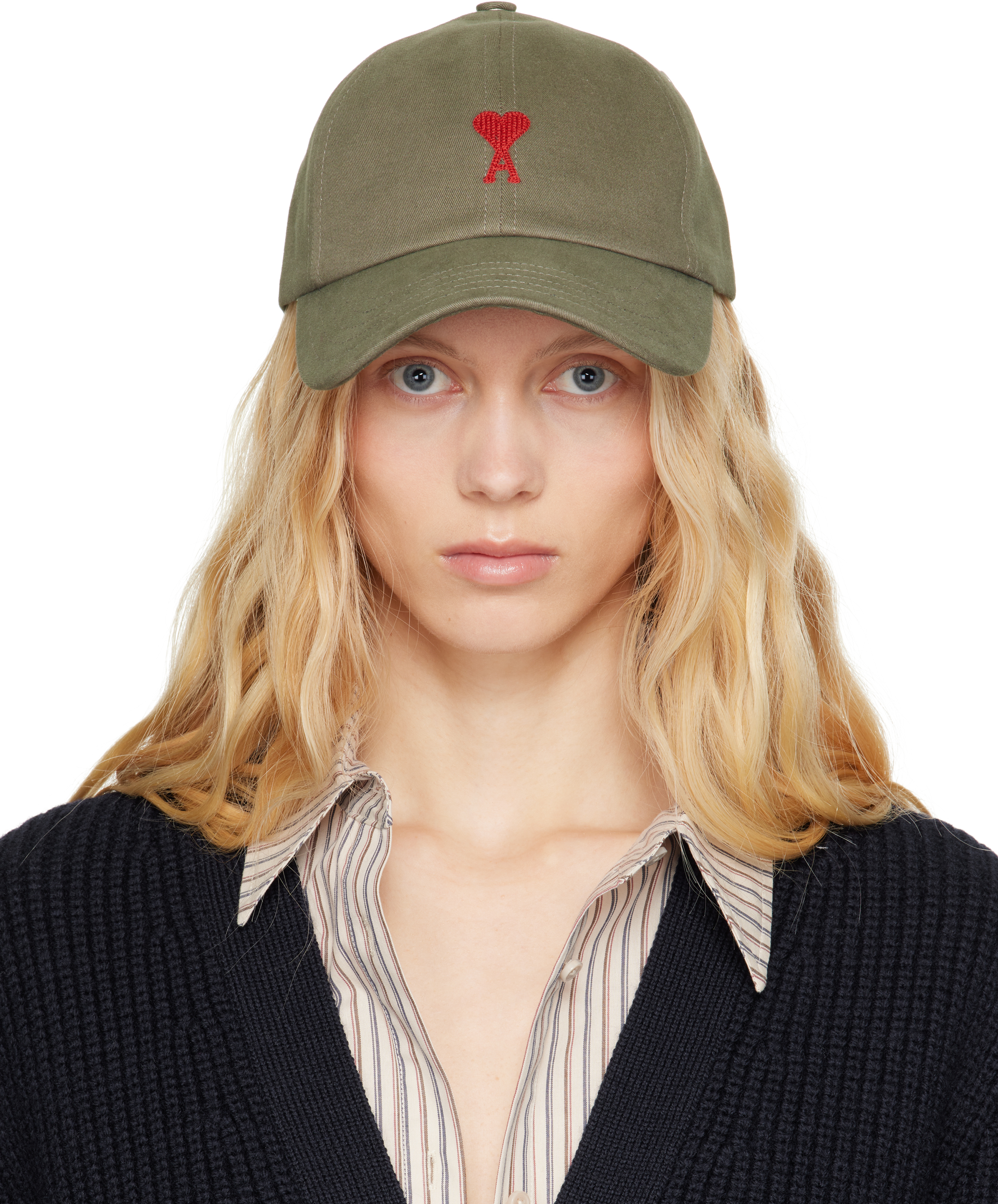 AMI Paris★グレー Ami de Coeur Embroidery コットン キャップ AMI Paris☆グレー Ami de Coeur Embroidery コットン キャップ