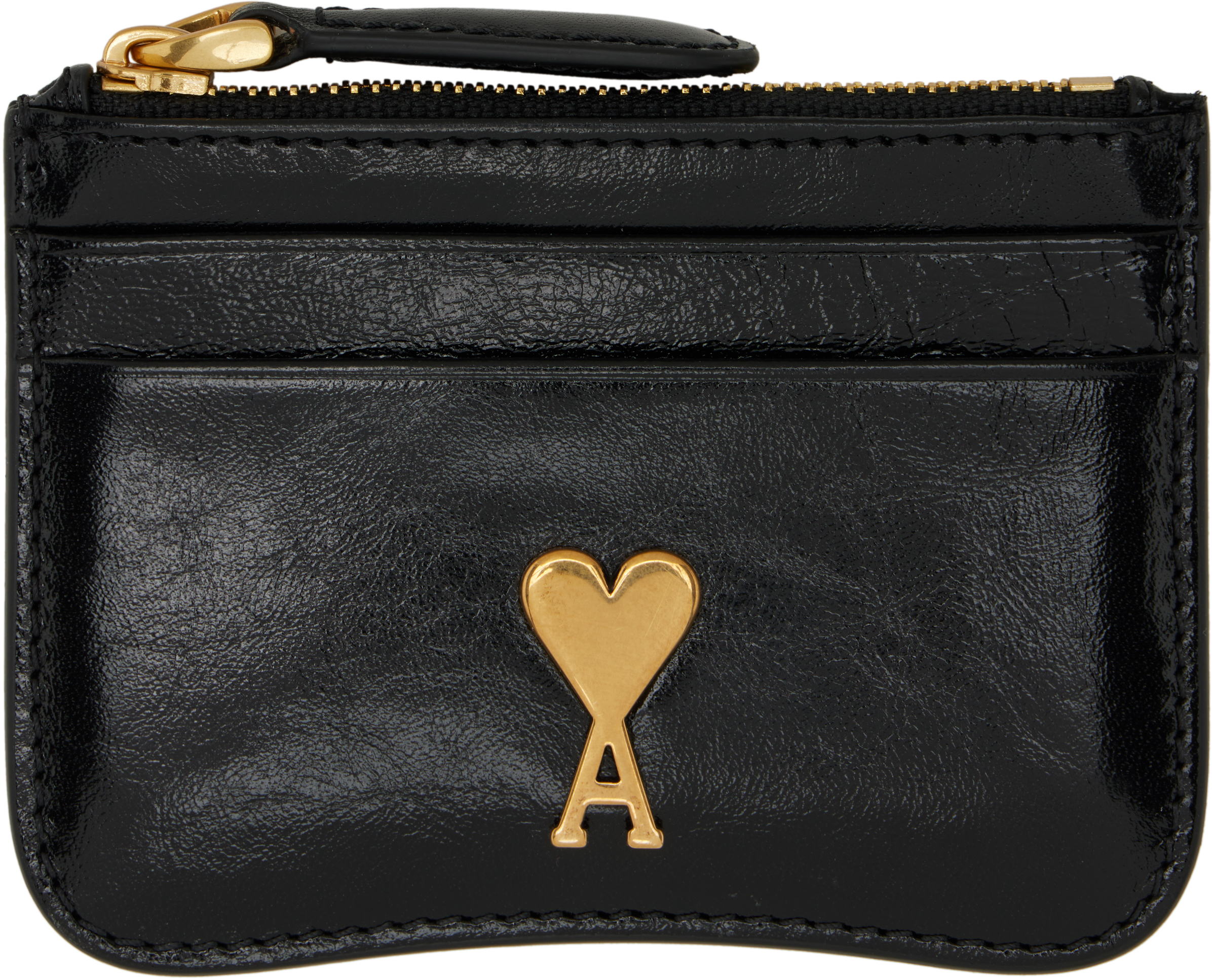 Black Leather Paris Paris Zipped Card Holder