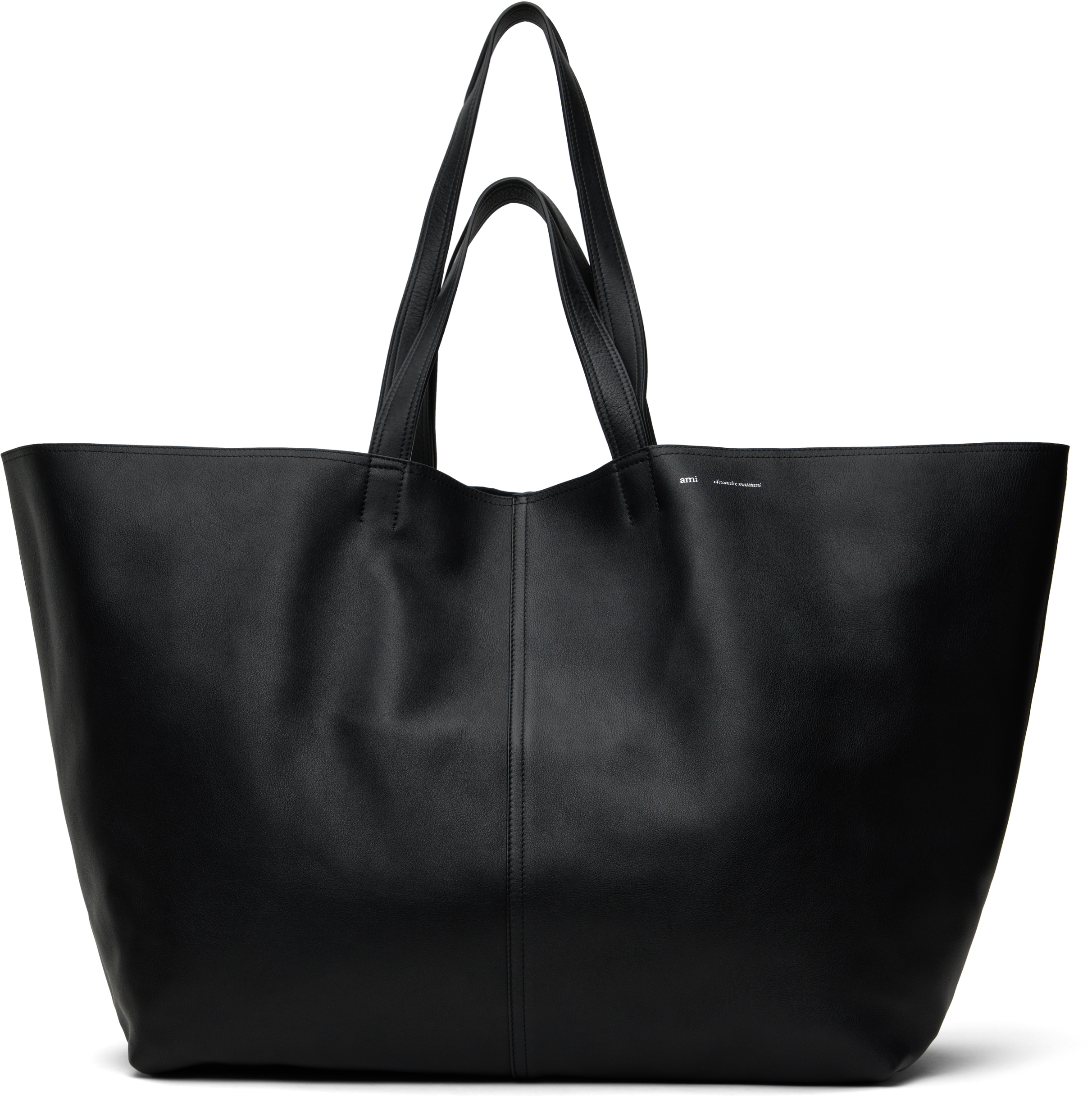 【関税込み】AMI Paris ブラック ミディ レザー トートバッグ BLACK Midi Tote Bag | AMI PARIS