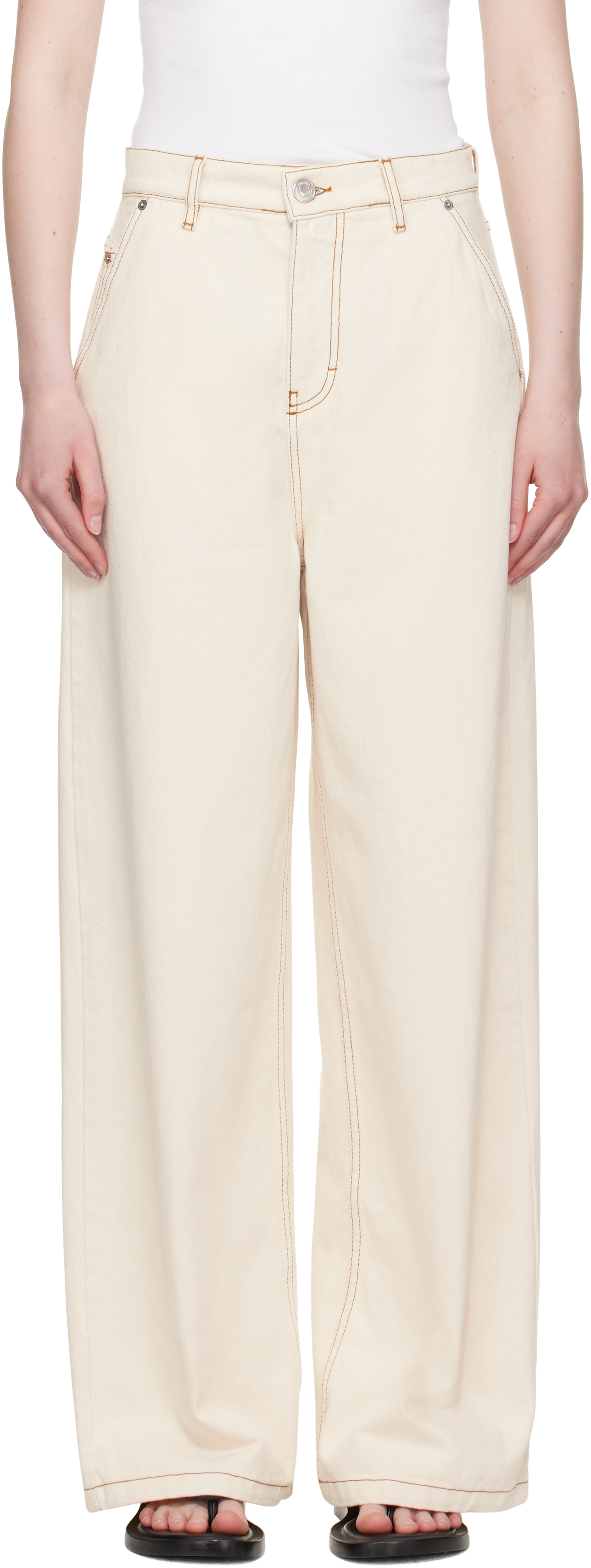 AMI ALEXANDRE MATTIUSSI BEIGE WIDE FIT JEANS