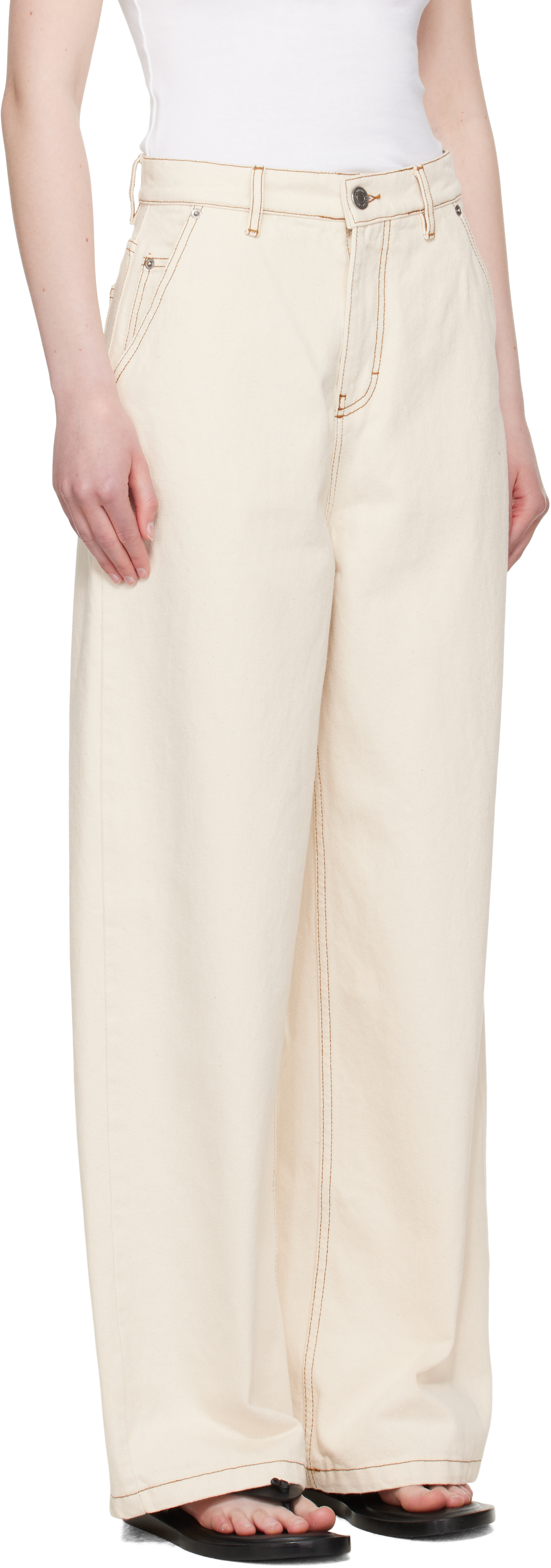 AMI ALEXANDRE MATTIUSSI BEIGE WIDE FIT JEANS