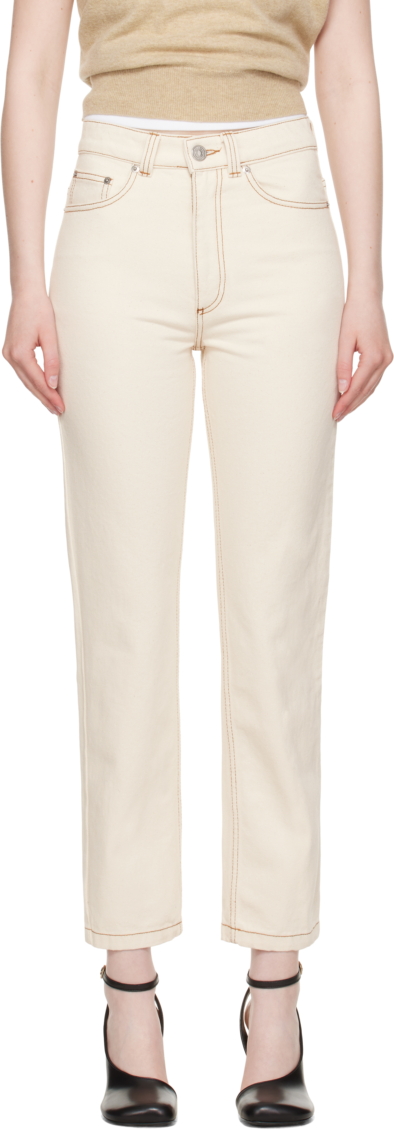 AMI ALEXANDRE MATTIUSSI BEIGE CLASSIC FIT JEANS 