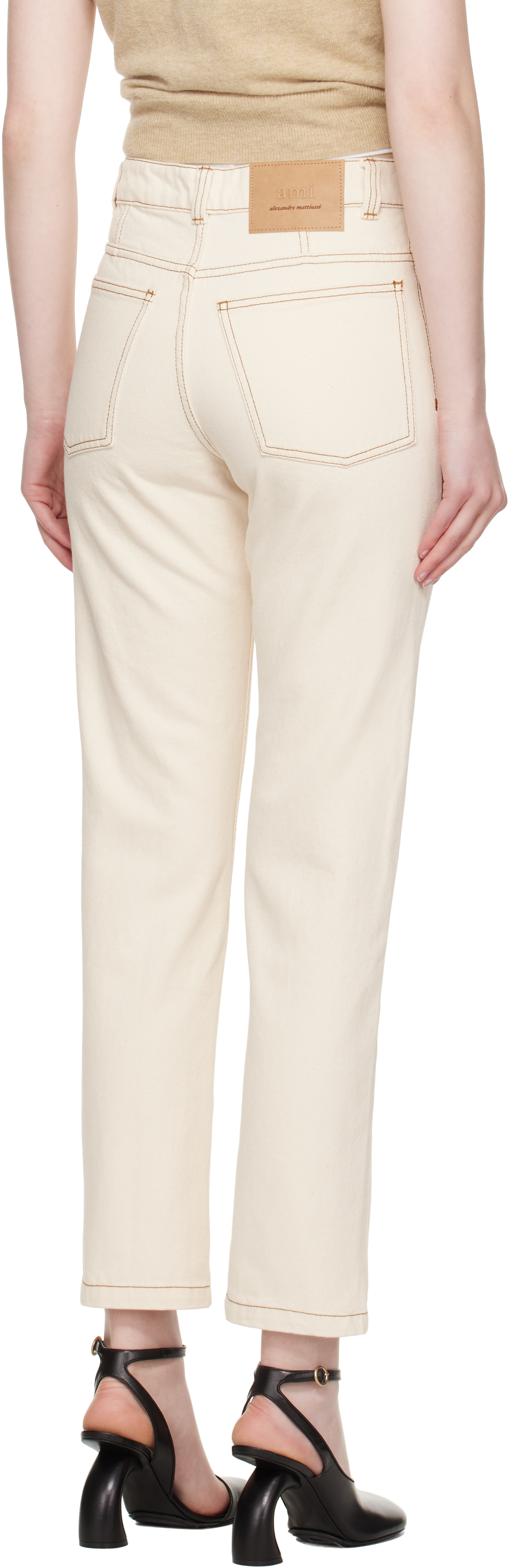 AMI ALEXANDRE MATTIUSSI BEIGE CLASSIC FIT JEANS 