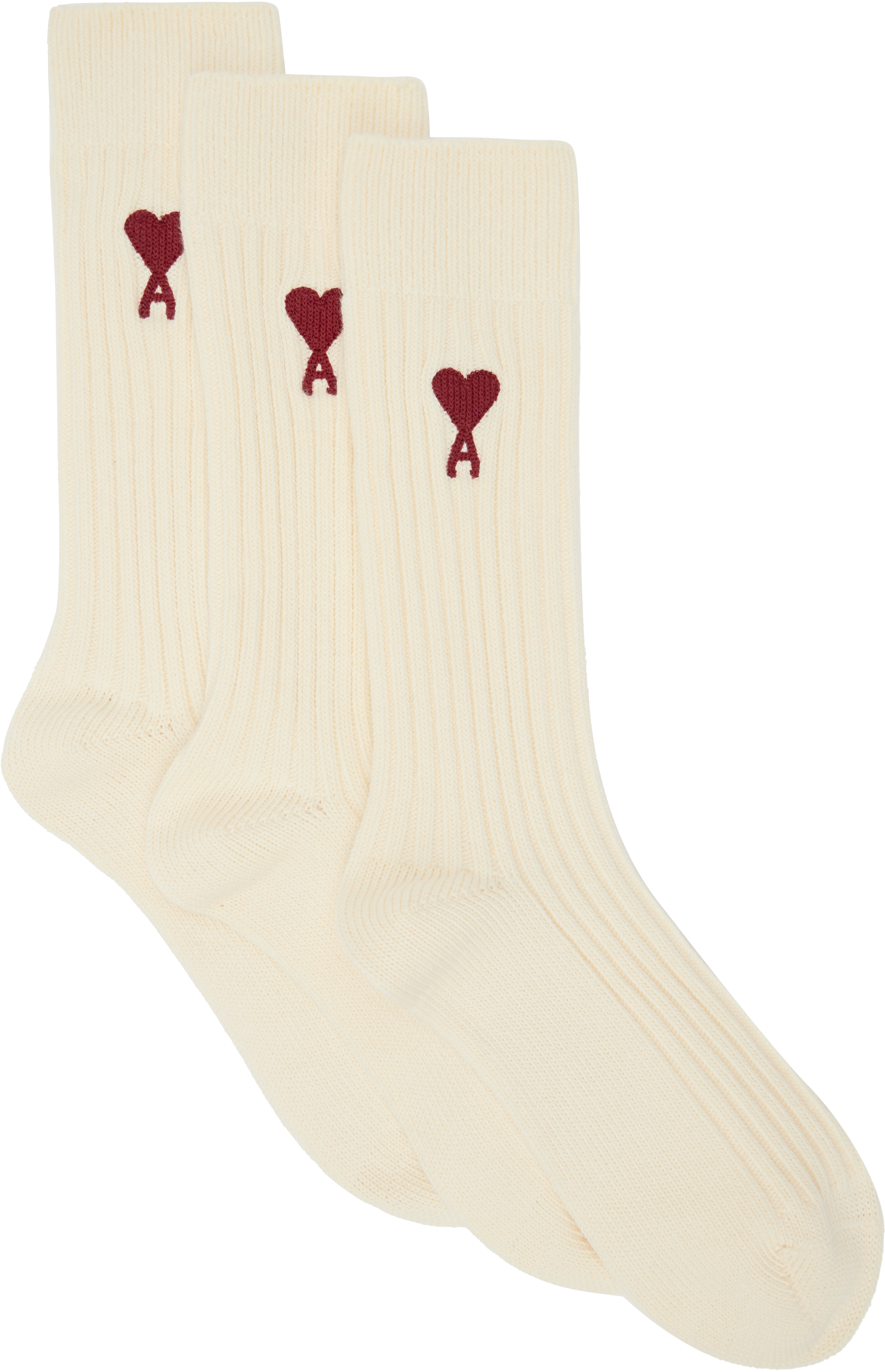 ami paris トリコロールコットンソックス Ami De Coeur ソックス3足セット オフホワイト/グレー/ブラック