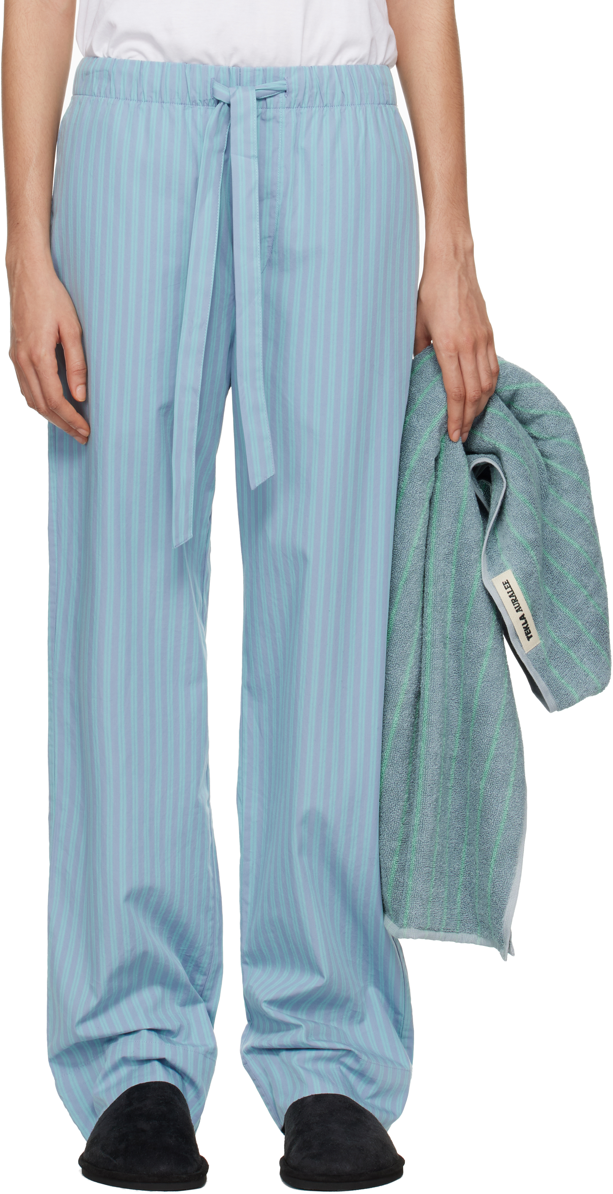 SSENSE Exclusive Blue AURALEE Edition Cotton Poplin Pyjama Pants