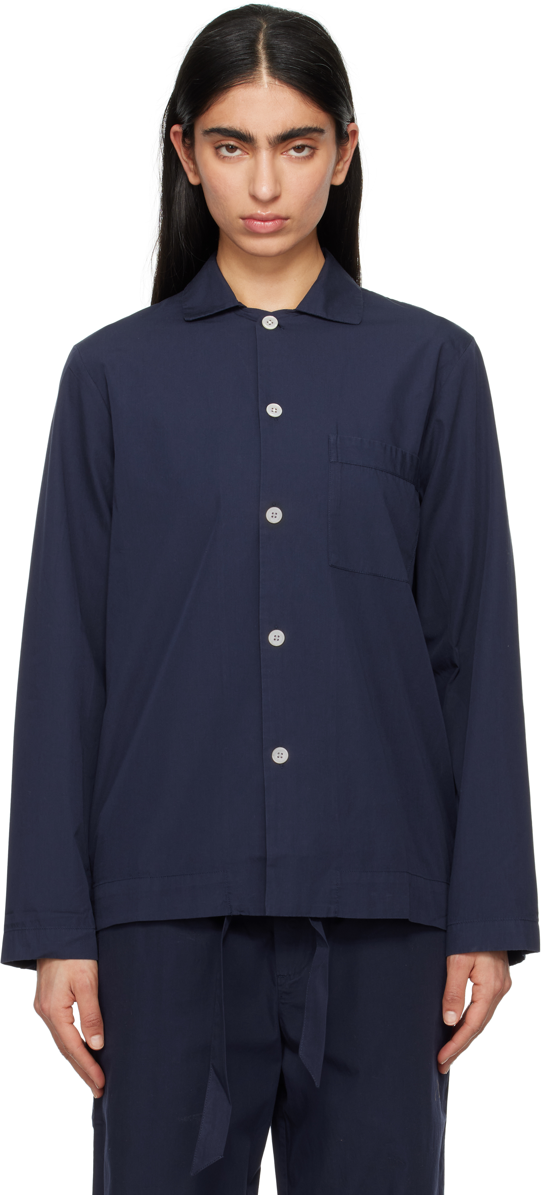 Navy Long Sleeve Pyjama Shirt