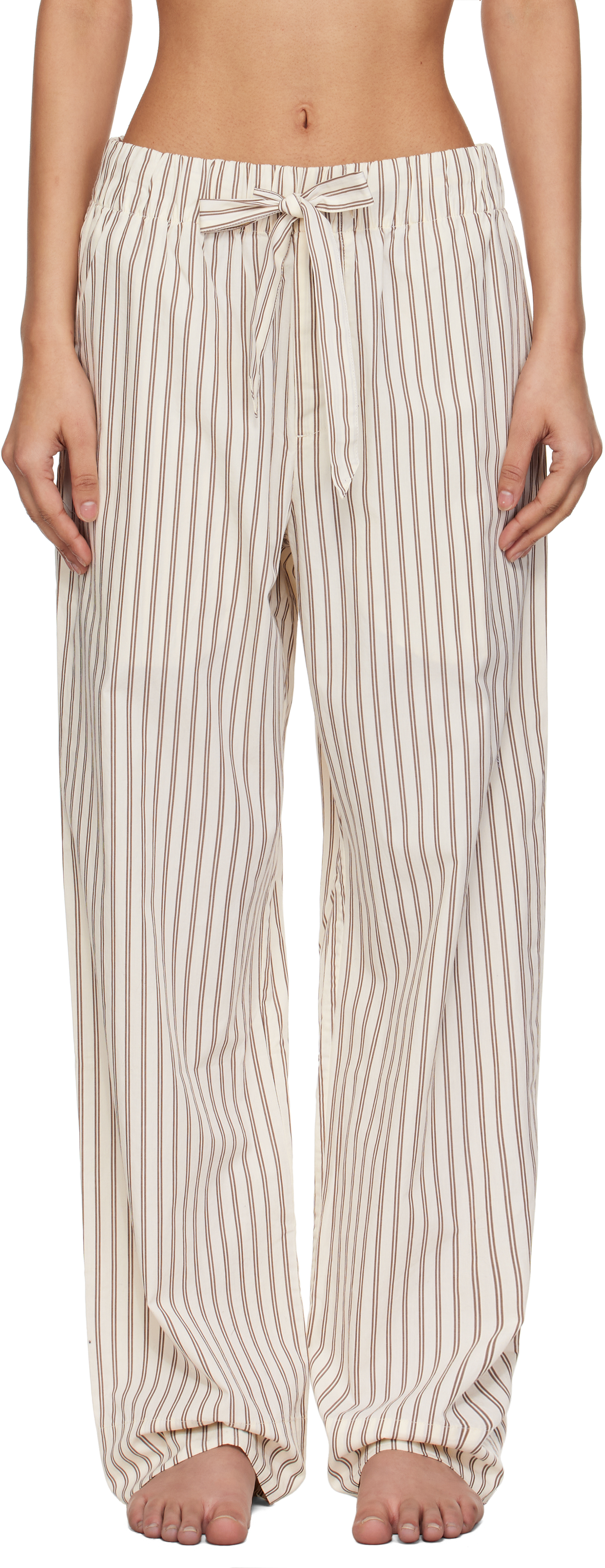 Brown & Off-White Poplin Pyjama Pants