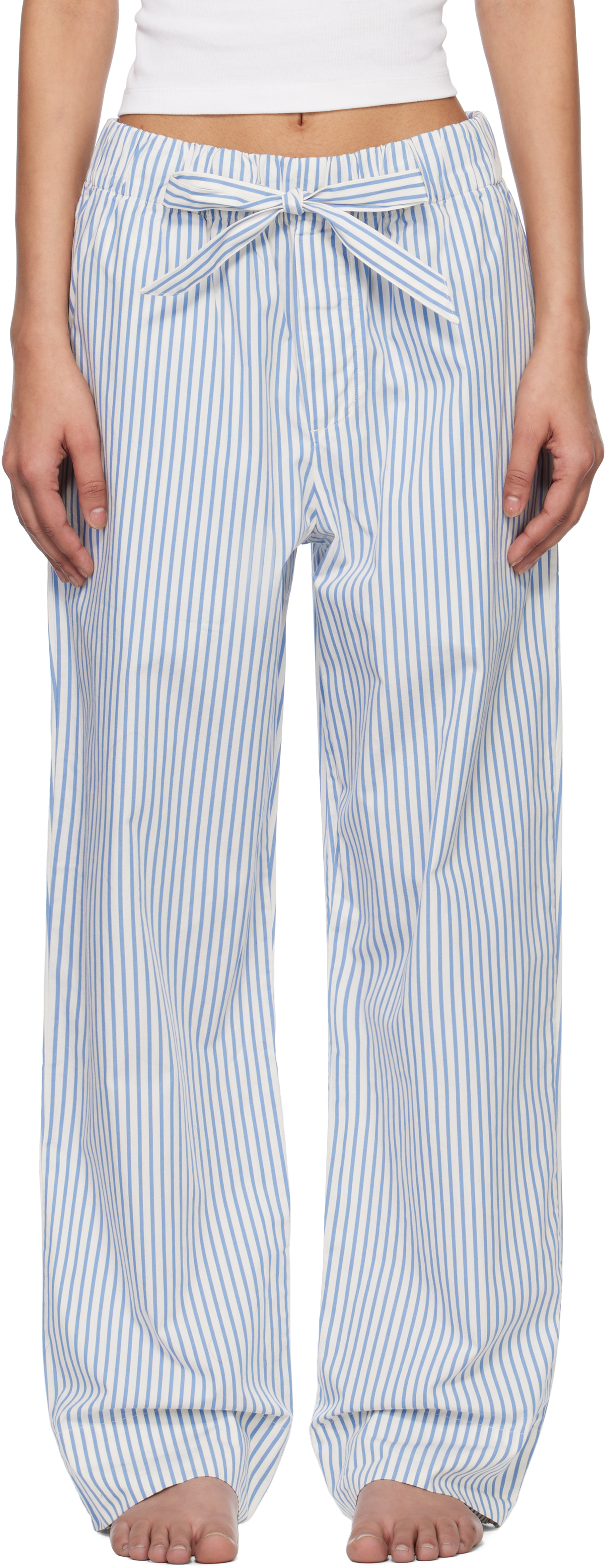 White & Blue Poplin Pyjama Pants