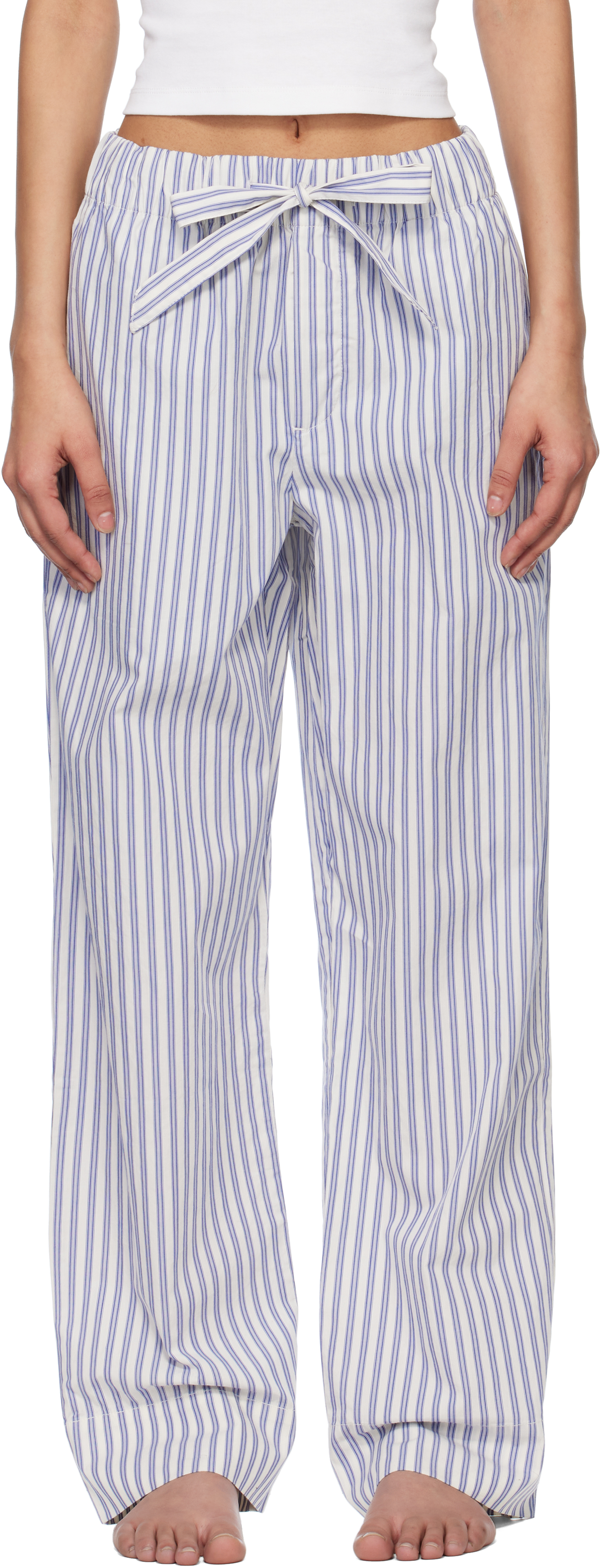 White & Blue Poplin Pyjama Pants