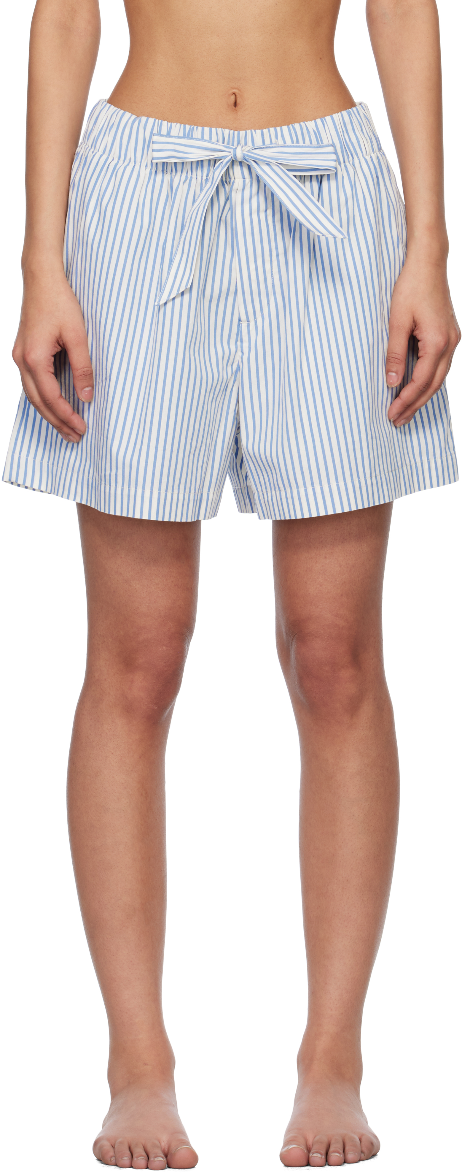 Off-White & Blue Poplin Pyjama Shorts