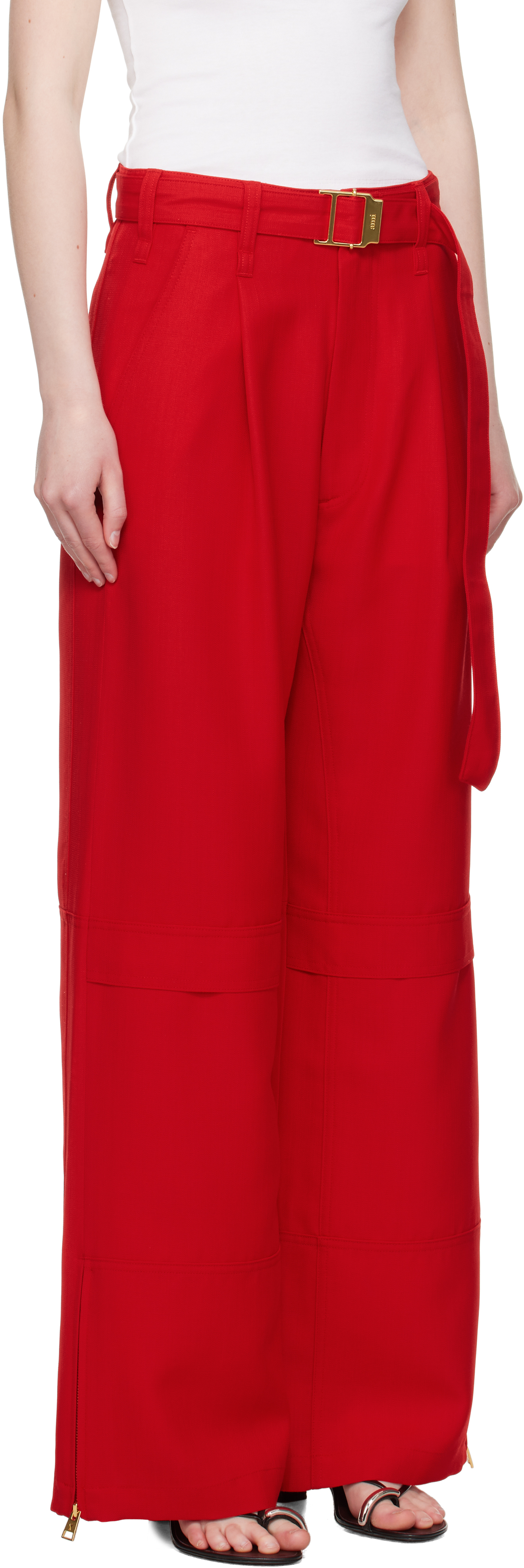 Shop Ami Alexandre Mattiussi Red Wool Cargo Pants