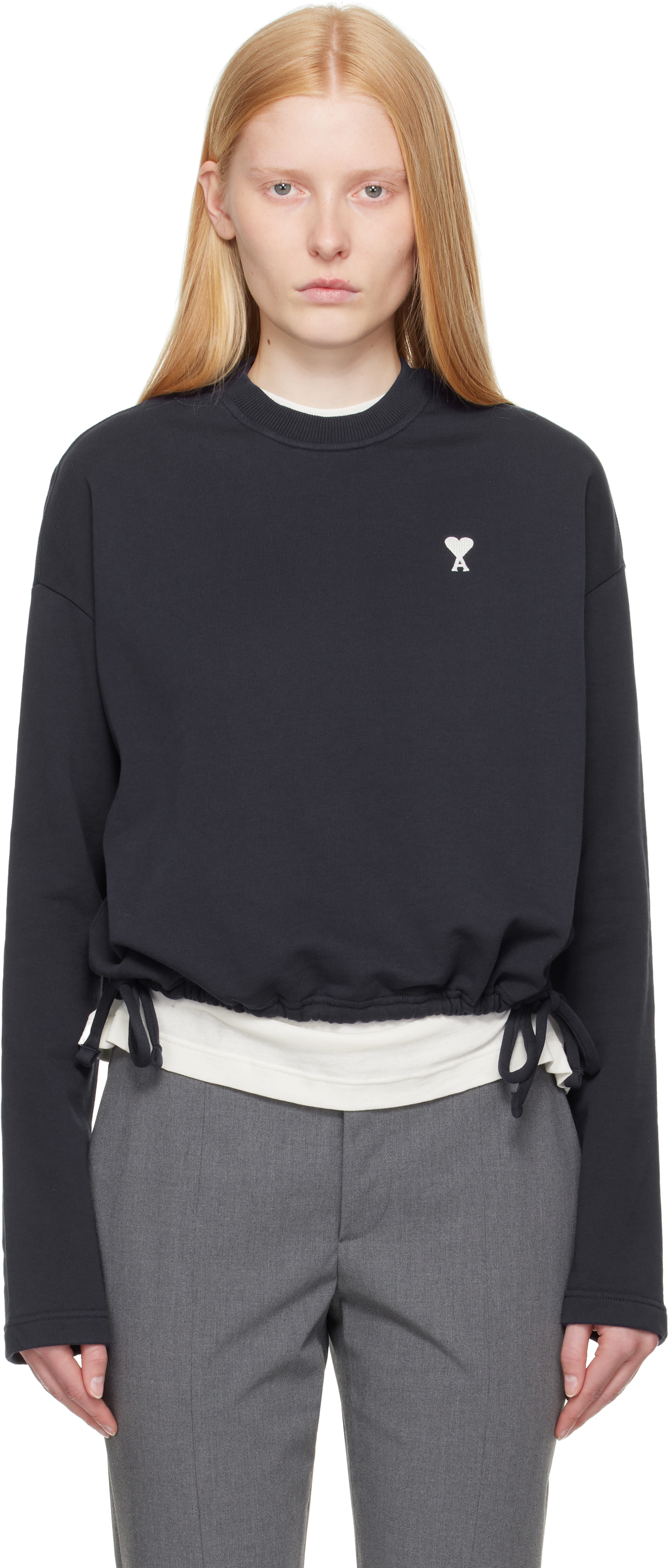 Ami Alexandre Mattiussi Navy Cotton Ami De Coeur Sweatshirt