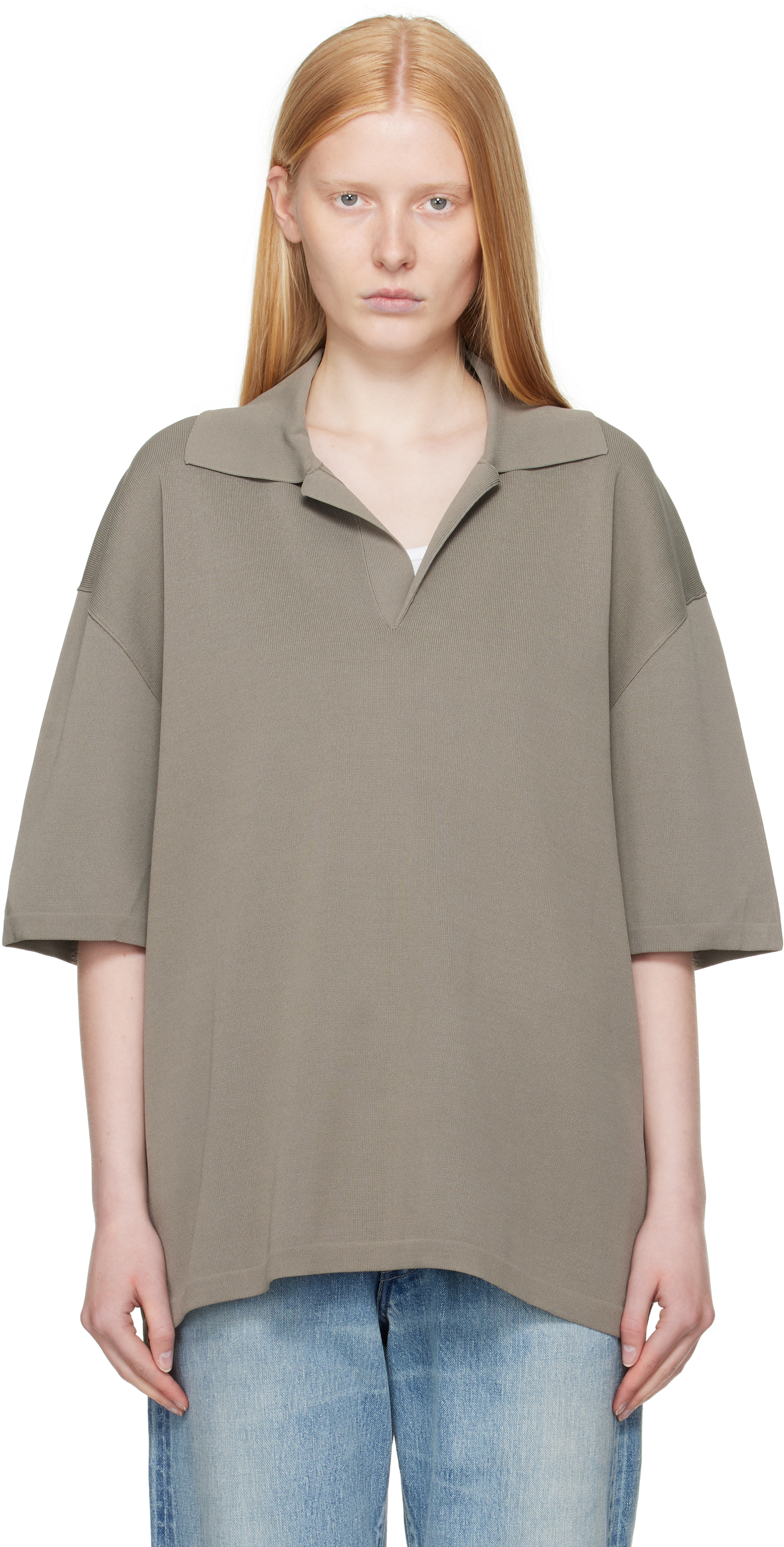 トップス AMI POYO Taupe Short Sleeve Polo by AMI Paris on Sale