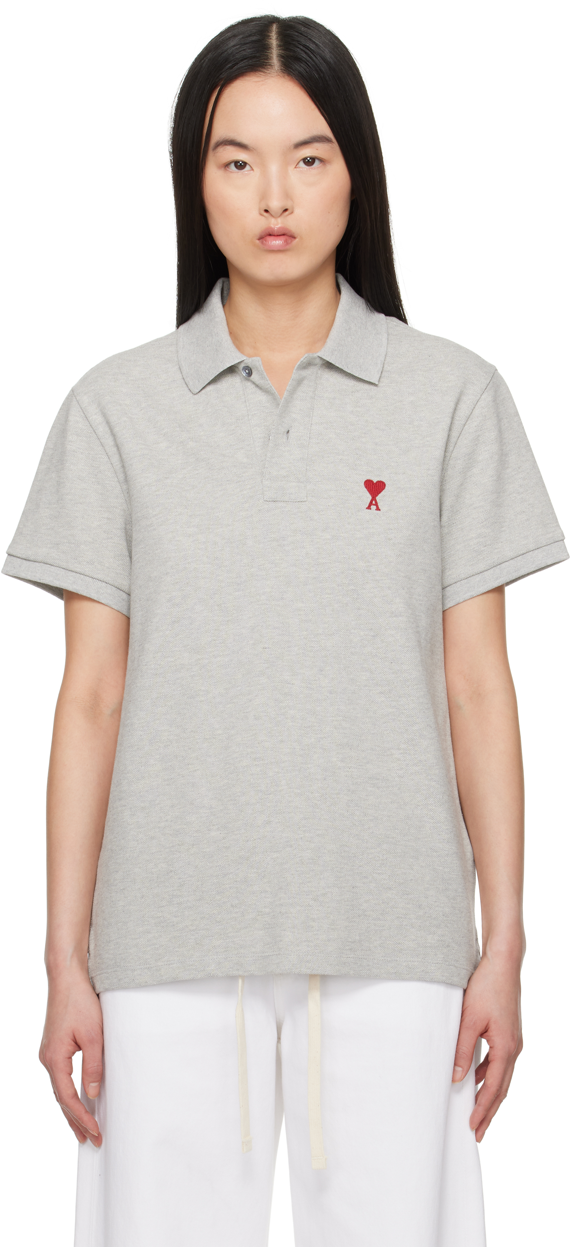 AMI Parisのグレー Ami de Coeur コットン ポロシャツがセール中