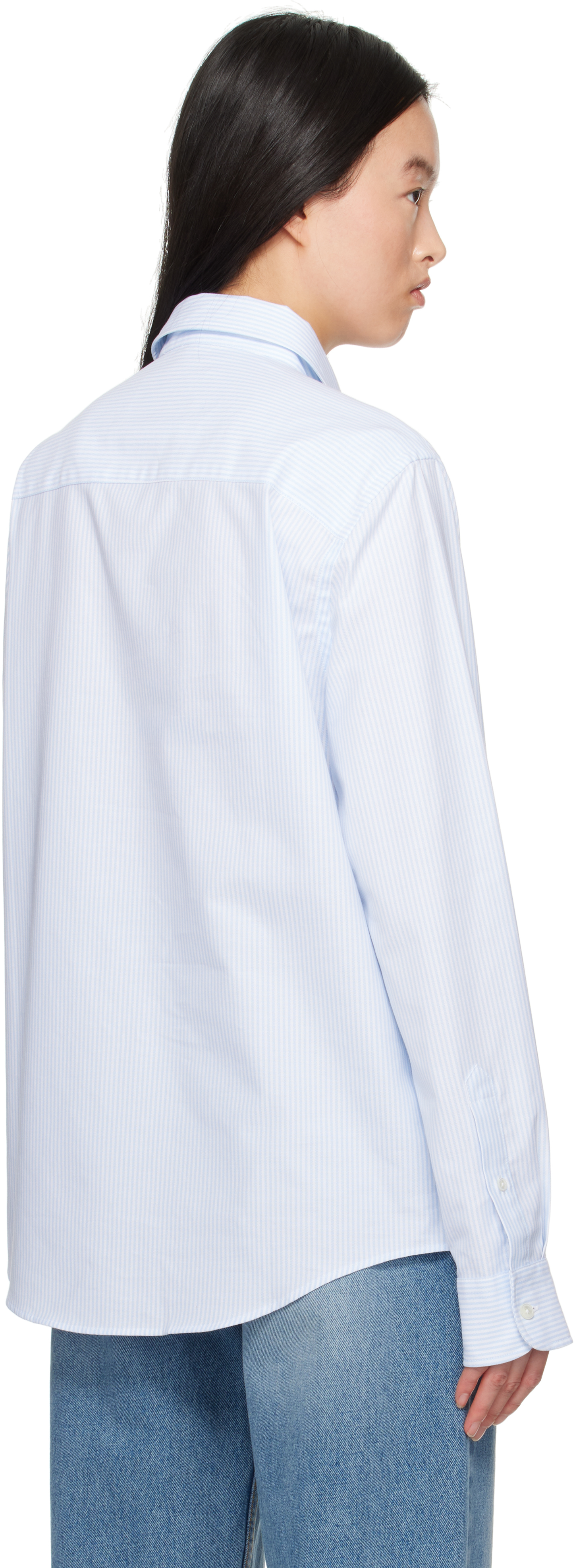 Ami Alexandre Mattiussi Blue & White Cotton Button-down Ami De Coeur Shirt In Sky Blue/natural Whi