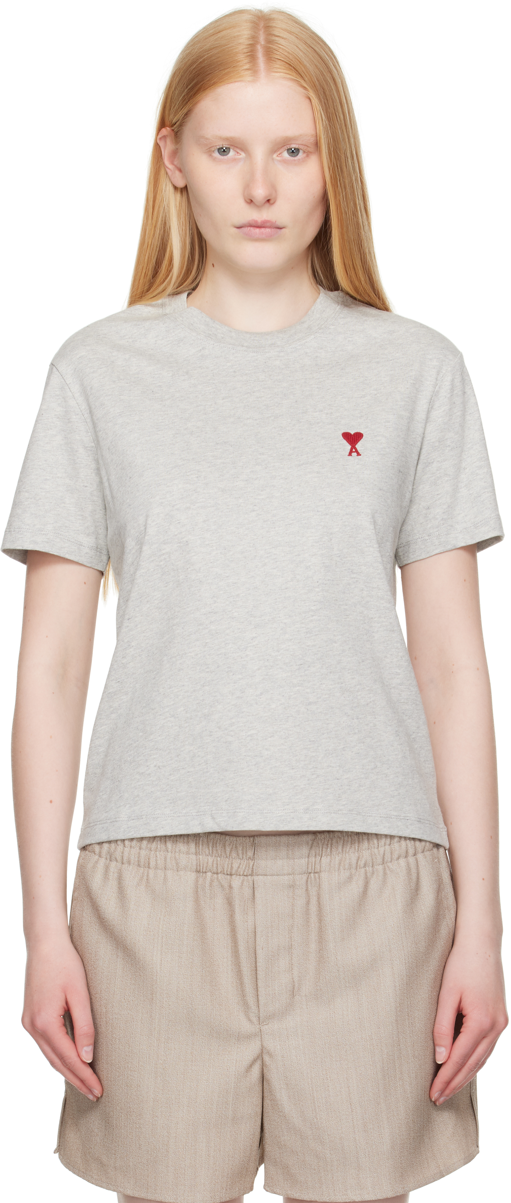 AMI Paris グレー Ami de Coeur コットン Tシャツ グレー コットン Ami De Coeur Tシャツ ヘザーアッシュグレー
