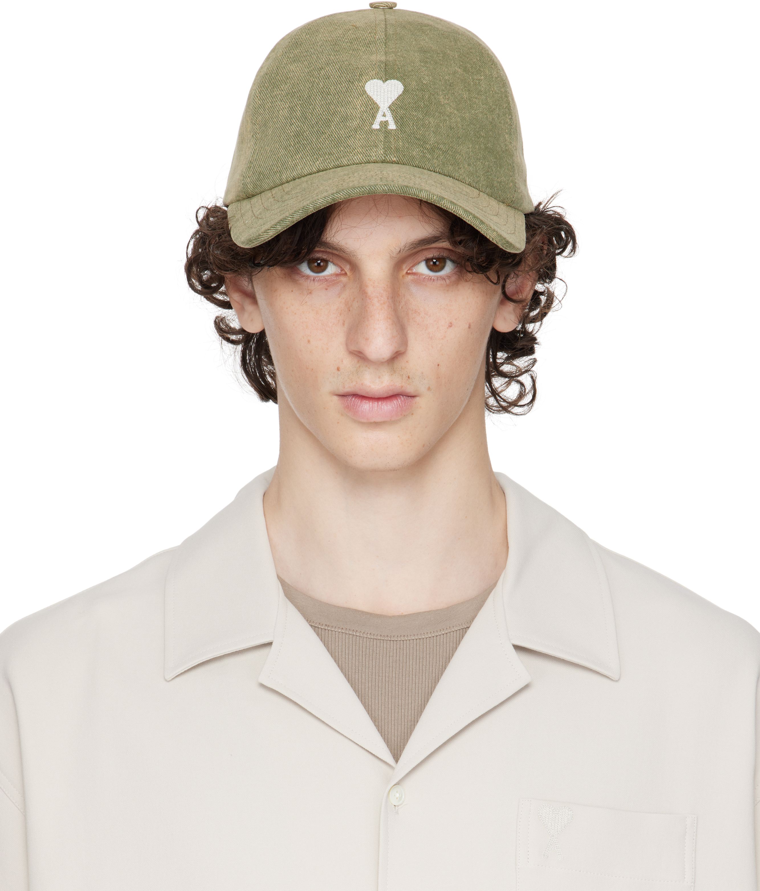 Khaki Cotton Ami de Coeur Embroidery Cap