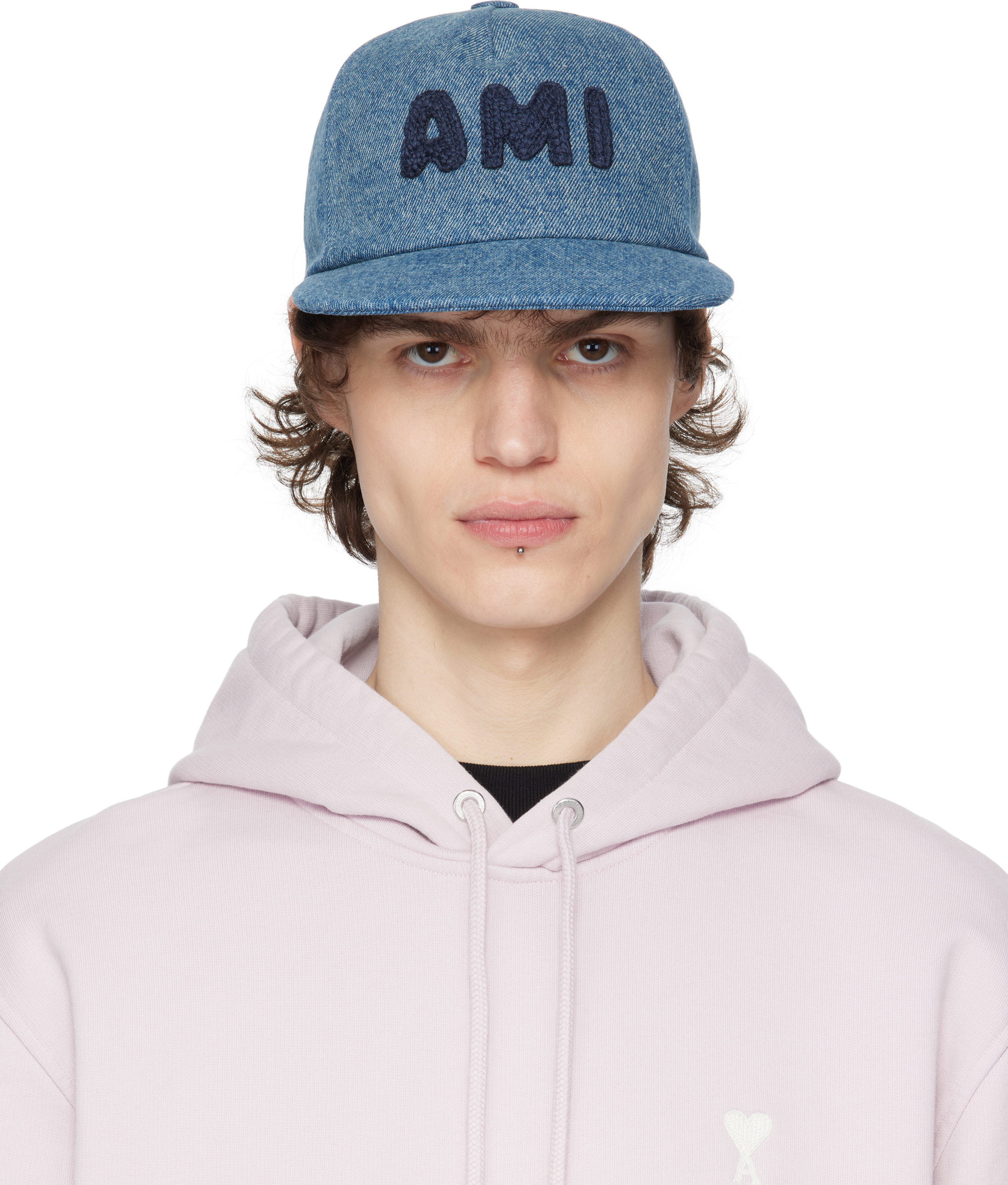 Blue Cotton 
Ami Paris
 Patch Trucker Cap