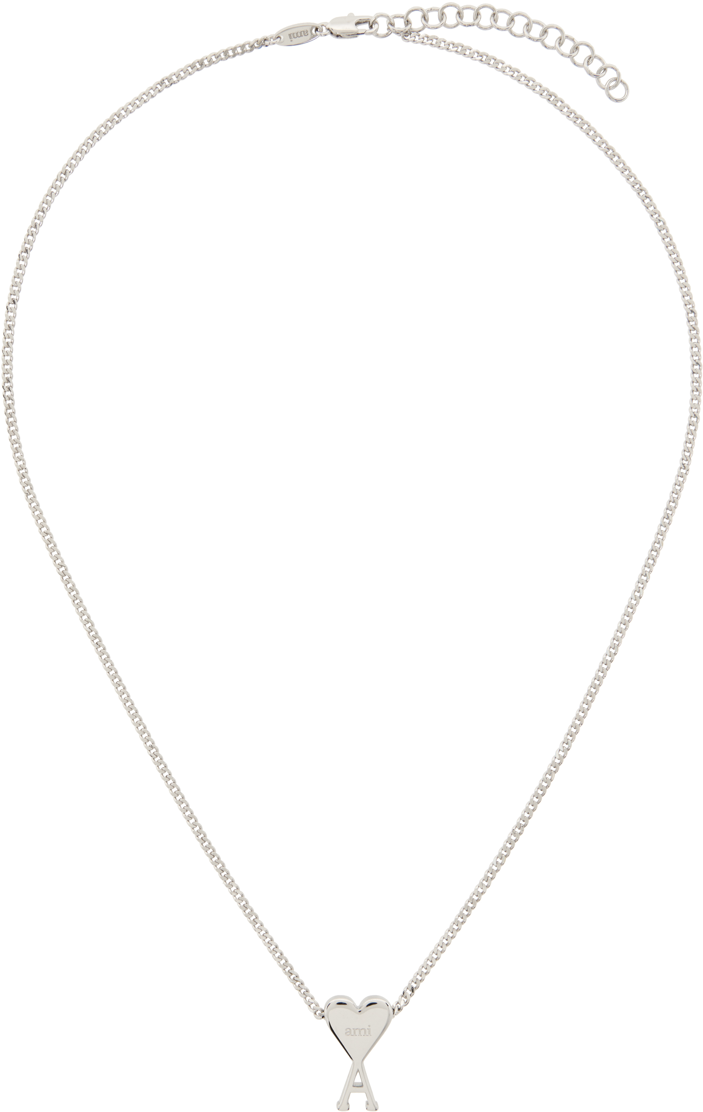 Ami Alexandre Mattiussi Silver Brass Ami De Coeur Pendant Necklace In 900 Silver