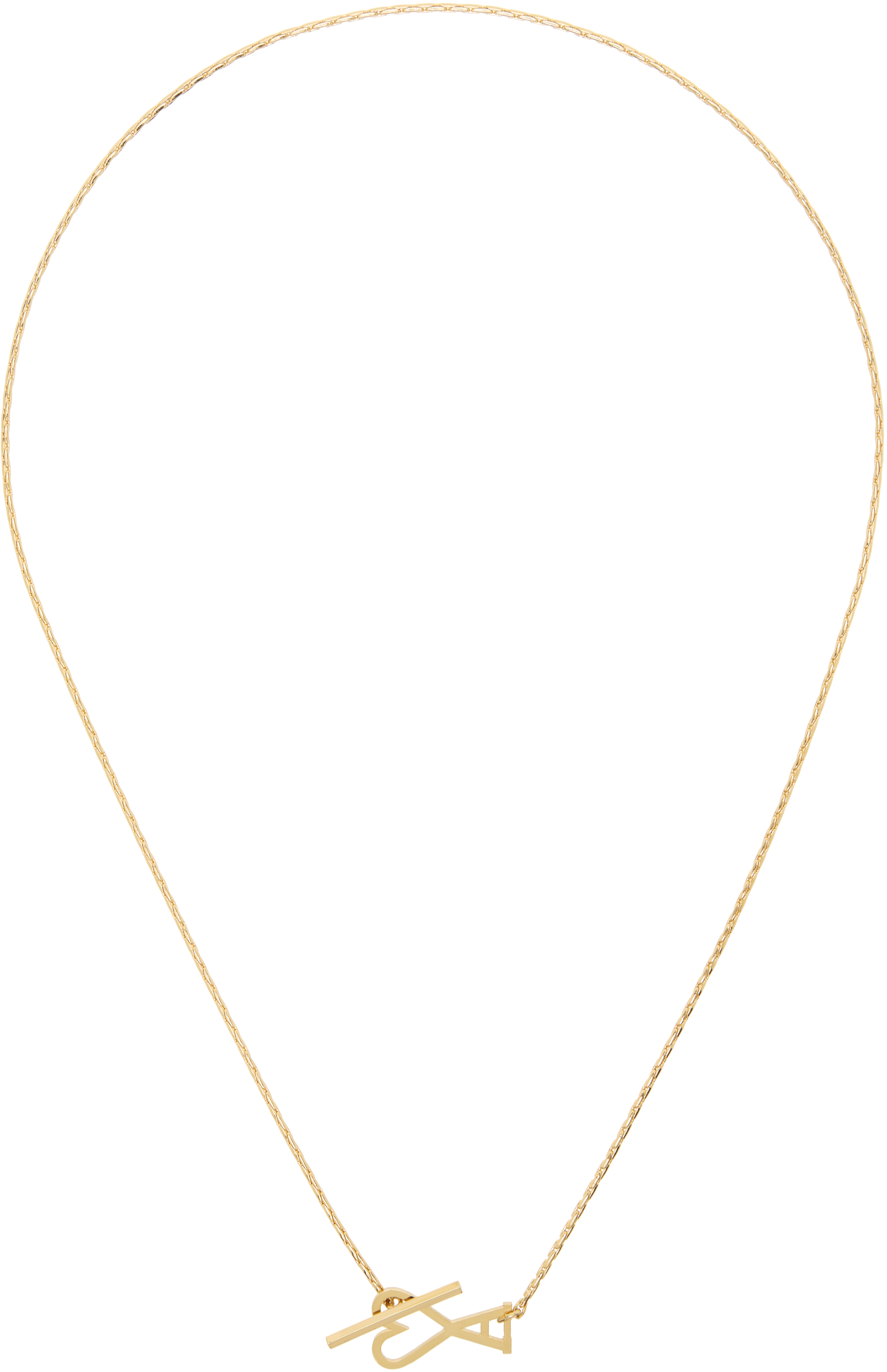 Gold Brass Ami de Coeur 2 In 1 Chain Necklace