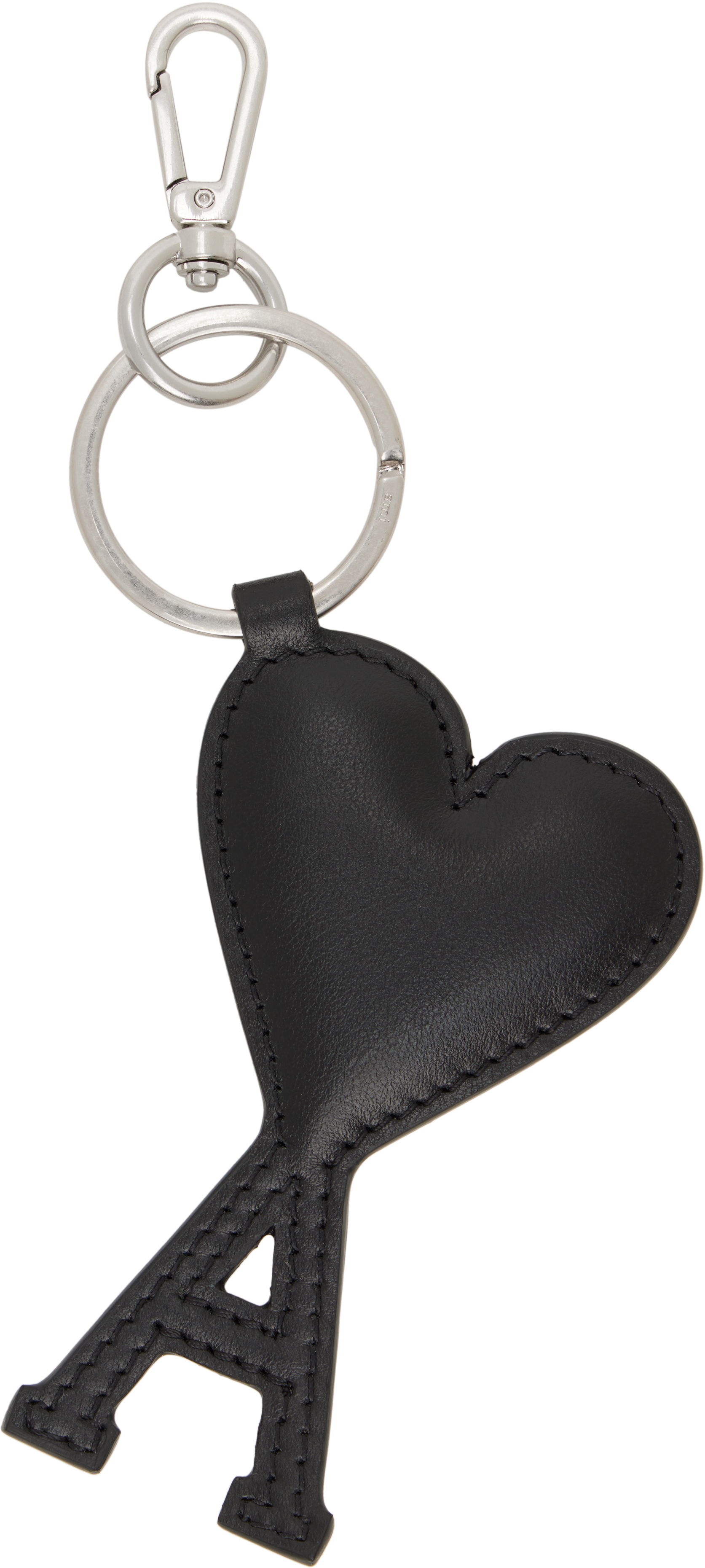 Silver & Black Leather Ami de Coeur Keychain