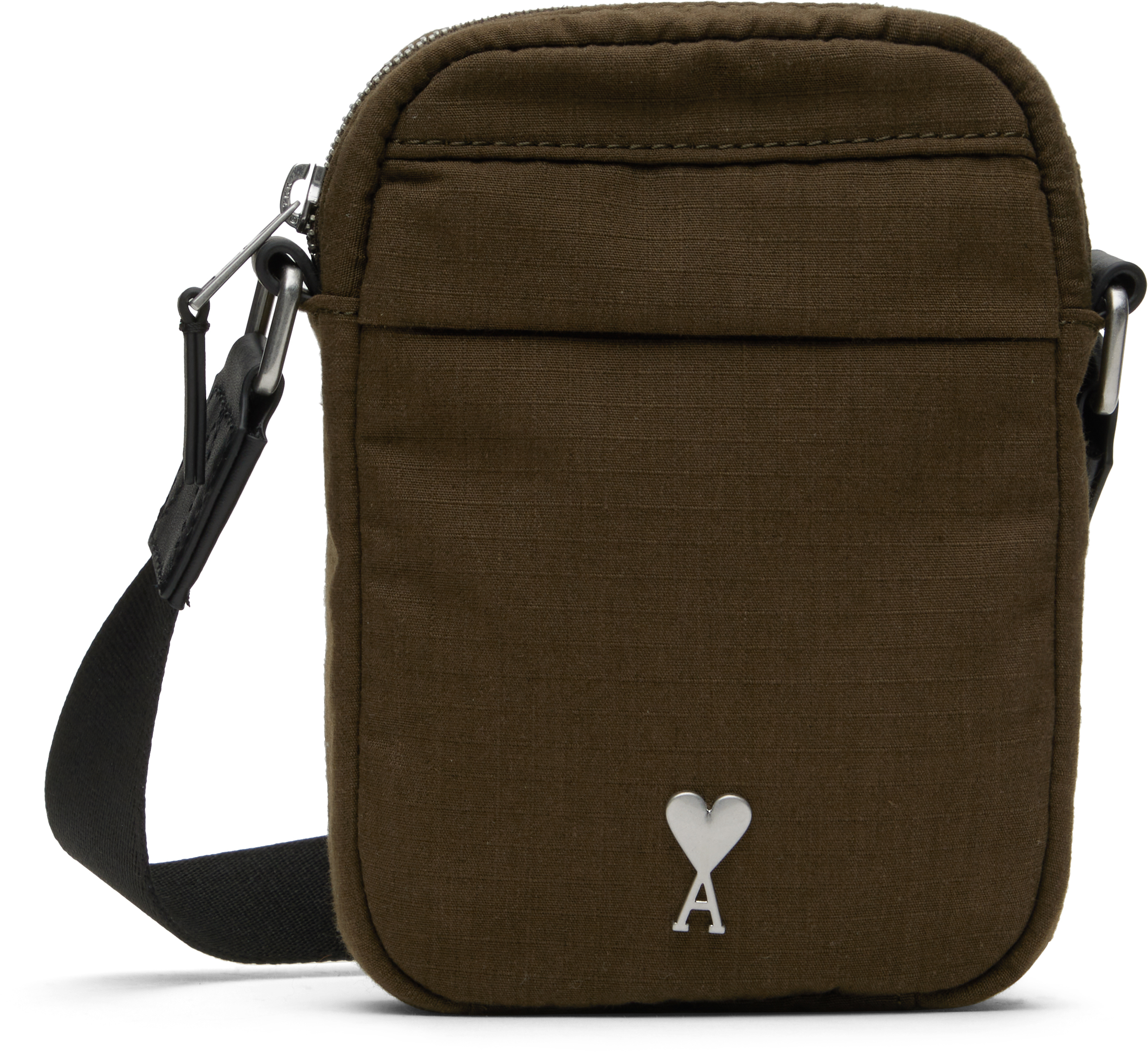 【AMI PARIS】Ami de Coeur キャンバス クロスボディバッグ AMI Parisのカーキ スモール Ami de Coeur キャンバス クロス
