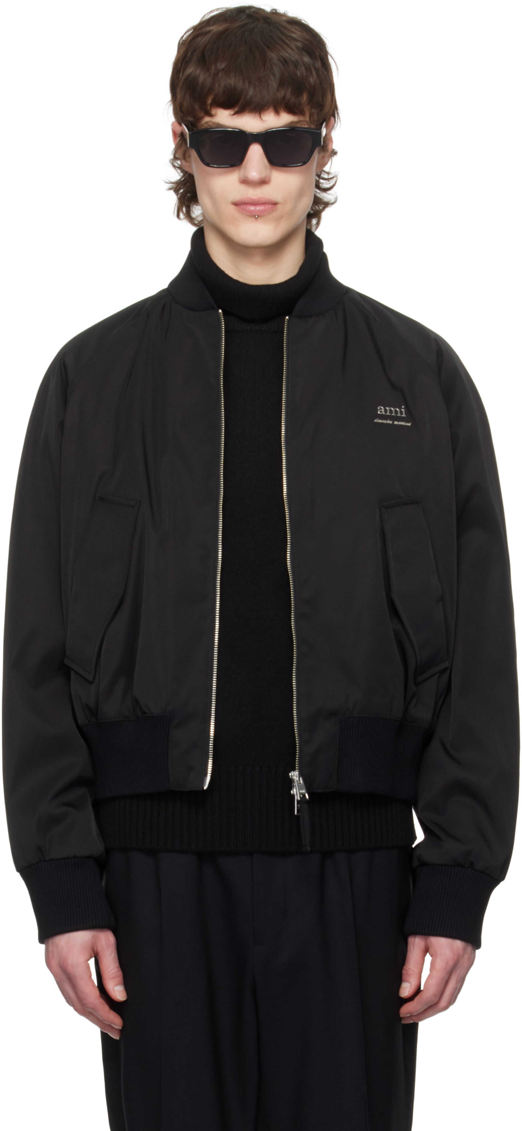 Black Twill Bomber Jacket