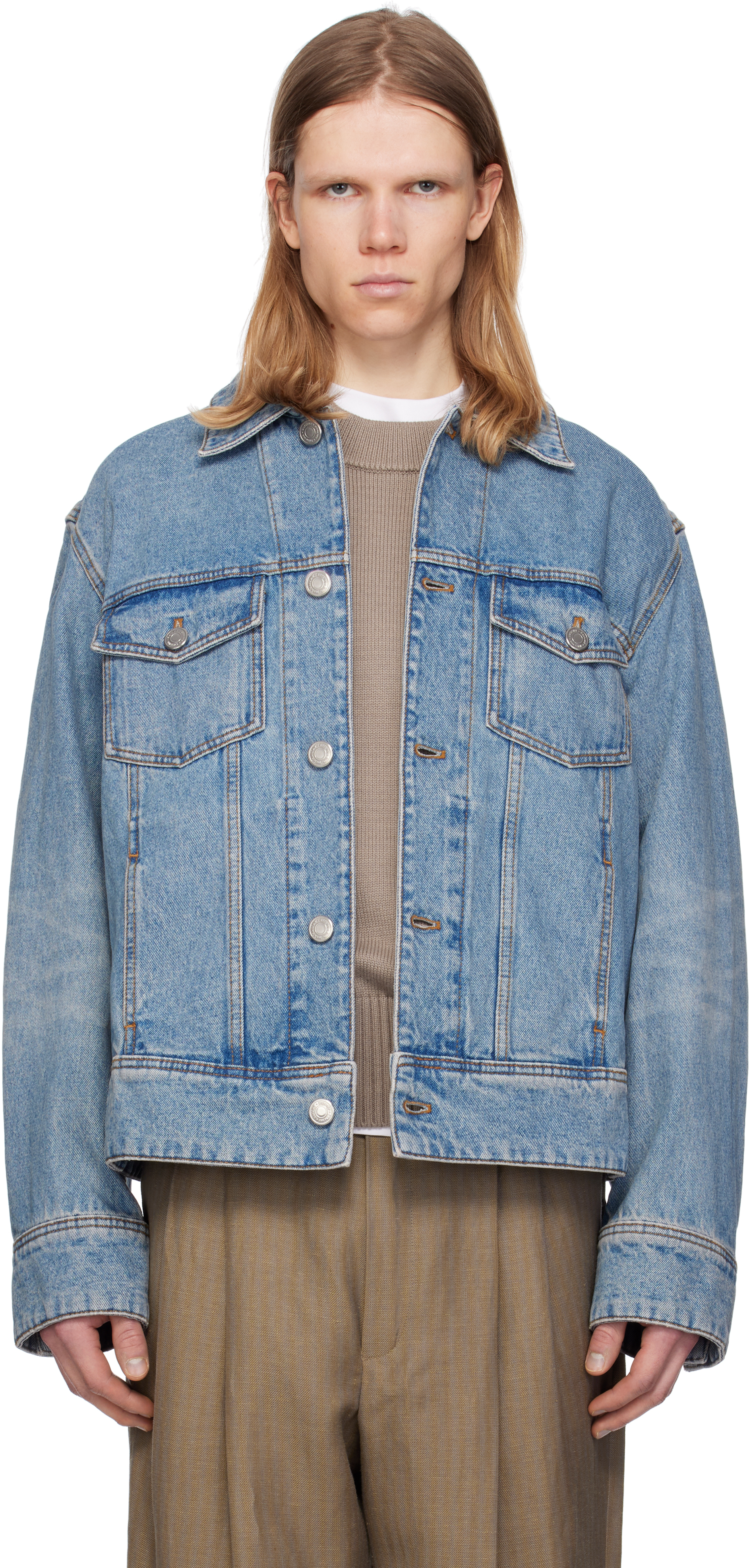 Blue Cotton 'Ami Paris' Denim Trucker Jacket