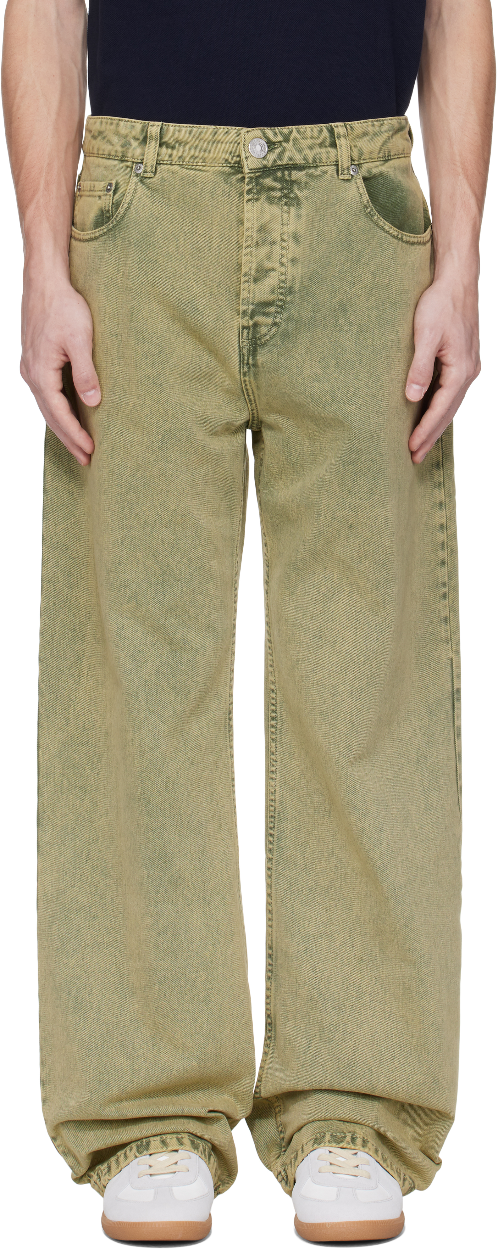 Khaki Cotton Large Fit Jeans