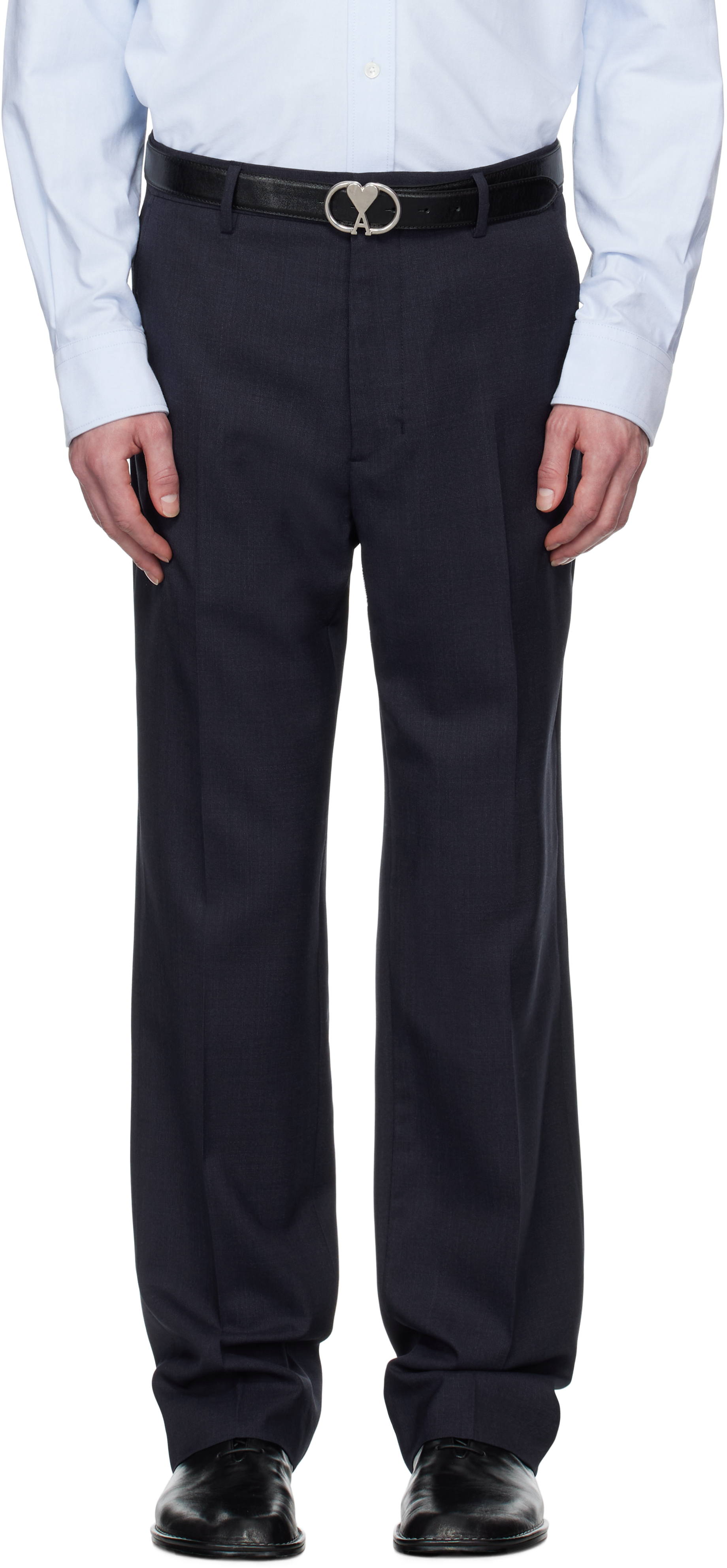 Navy Straight Fit Trousers