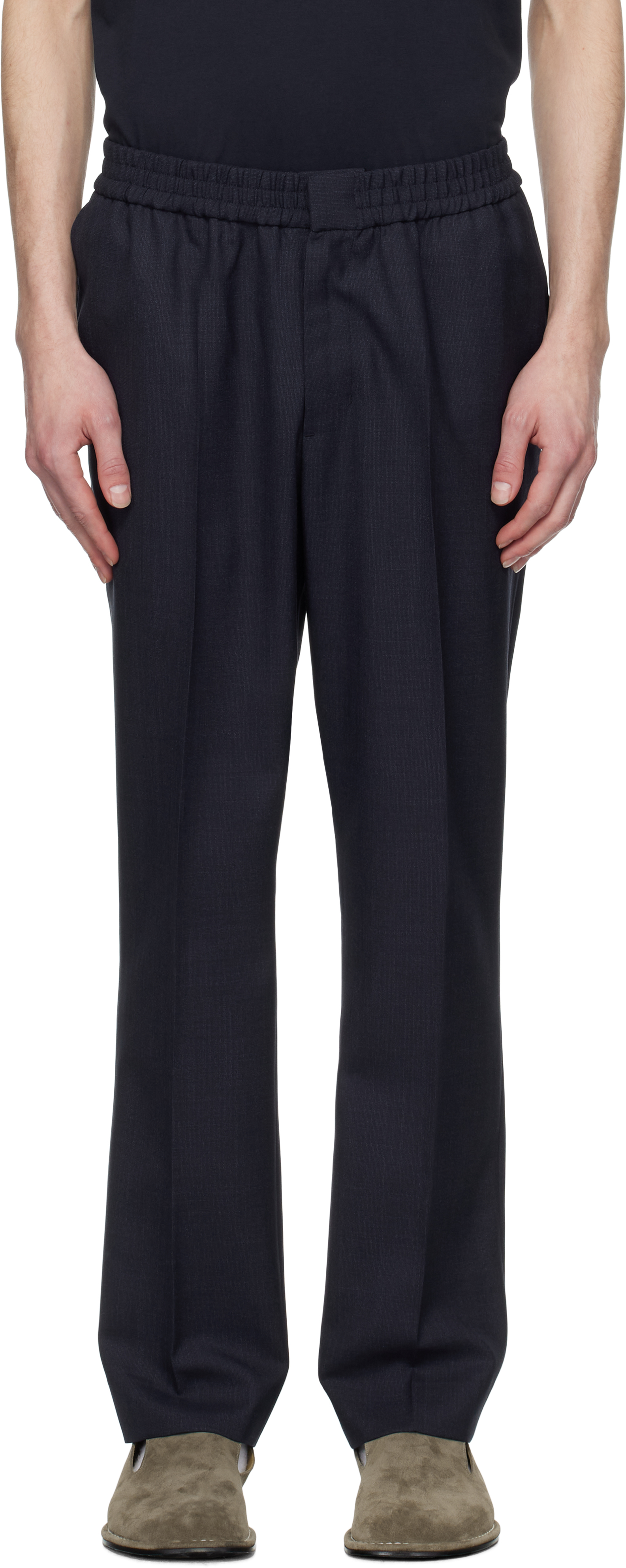 Navy Elasticated Waist Trousers