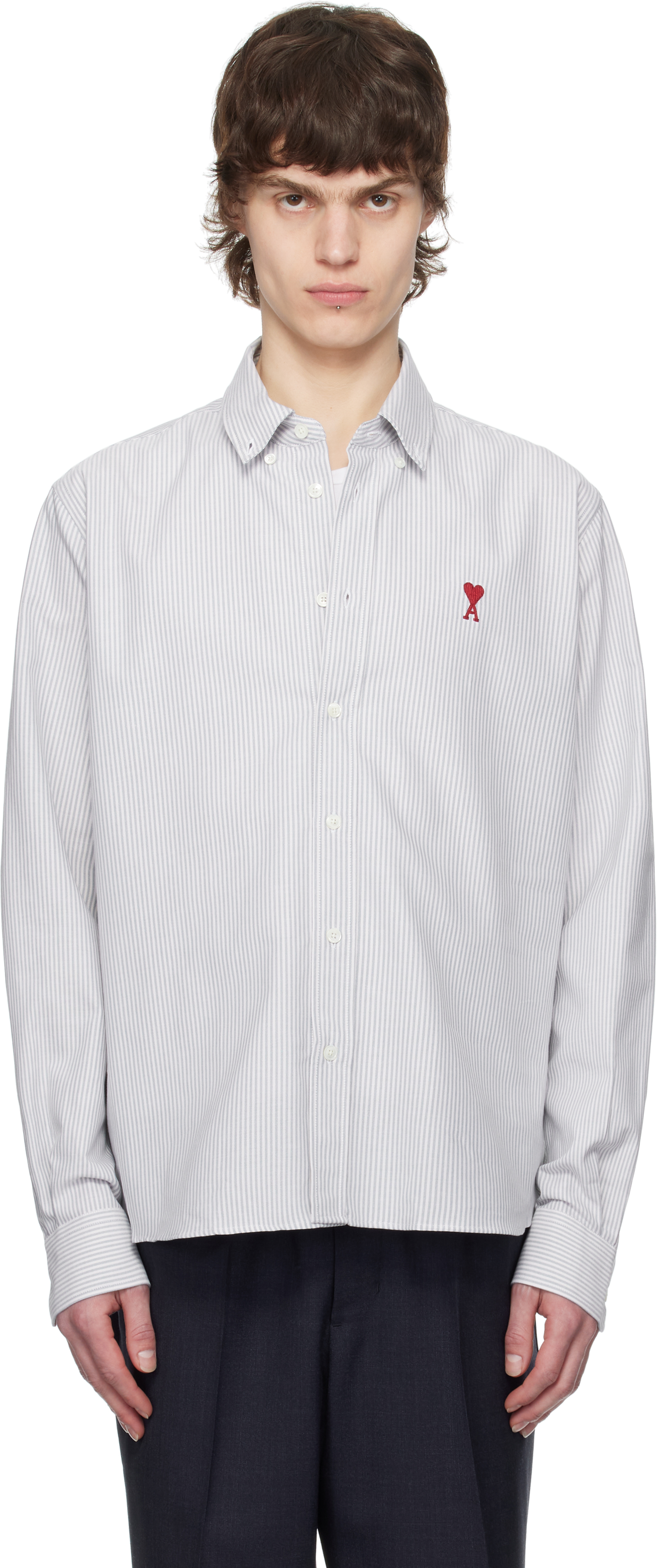 Blue 
White Cotton Button-Down Ami de Coeur Shirt