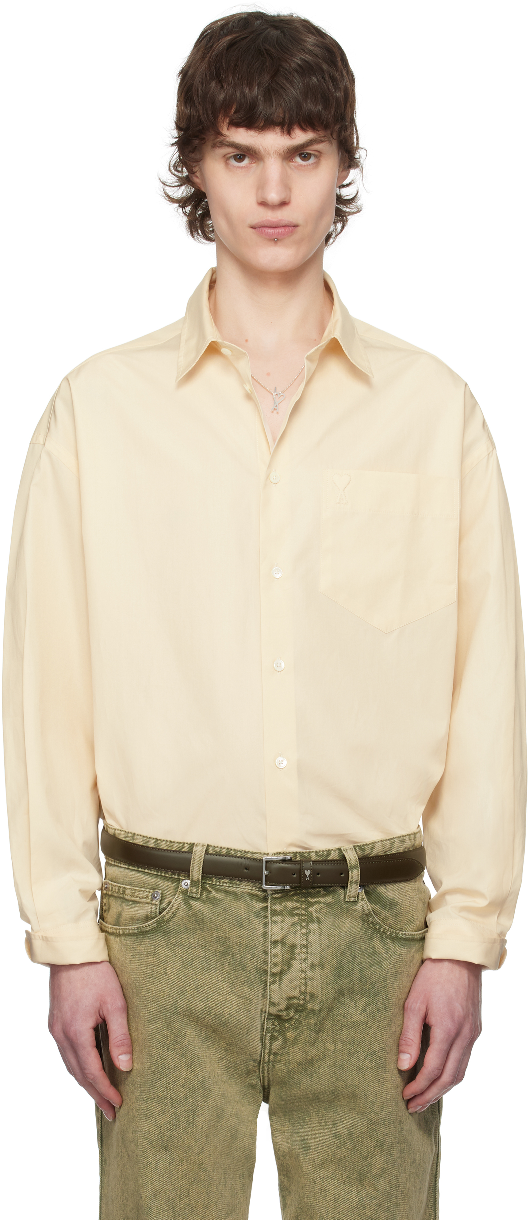 Beige Cotton Ami de Coeur Boxy Shirt