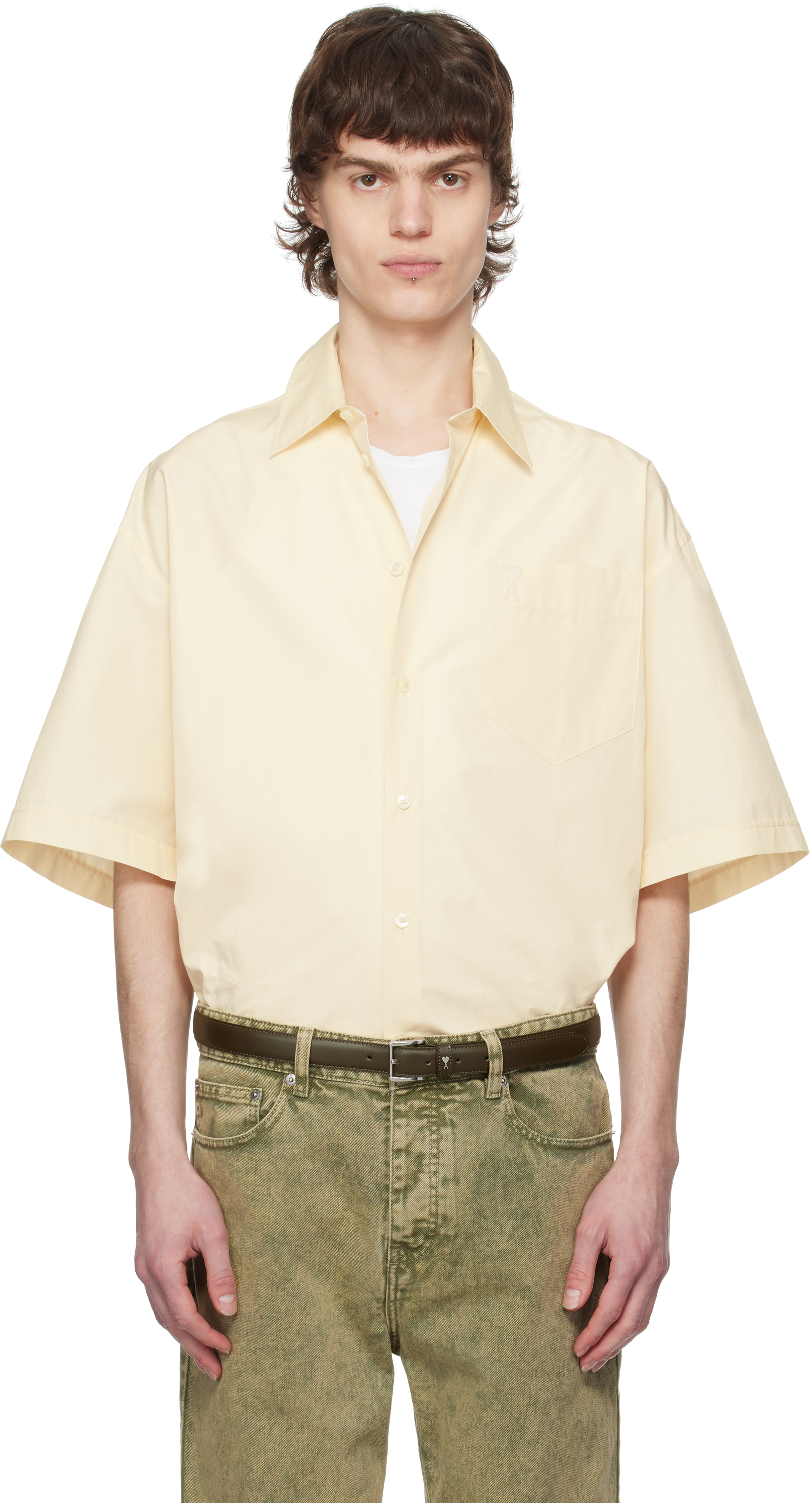AMI PARIS 関税送料込 コットンボクシーフィット半袖シャツ ☆AMI PARIS☆ボクシーフィット 半袖 シャツ