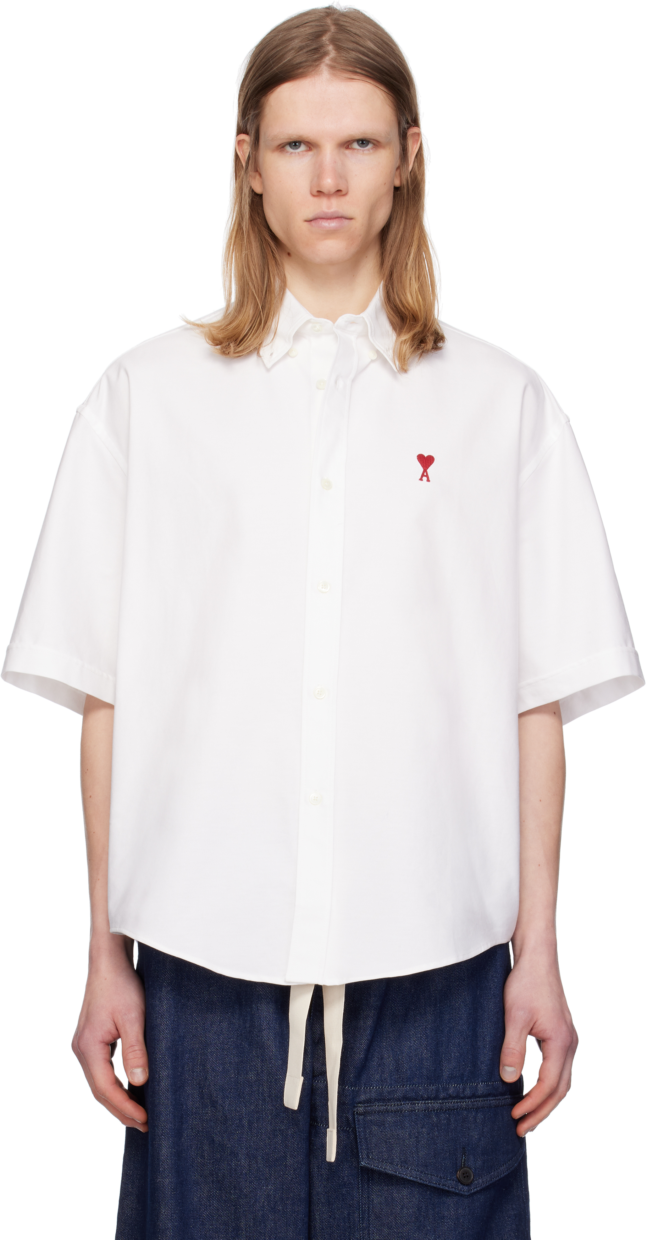 White Cotton Boxy Fit Short Sleeves Shirt