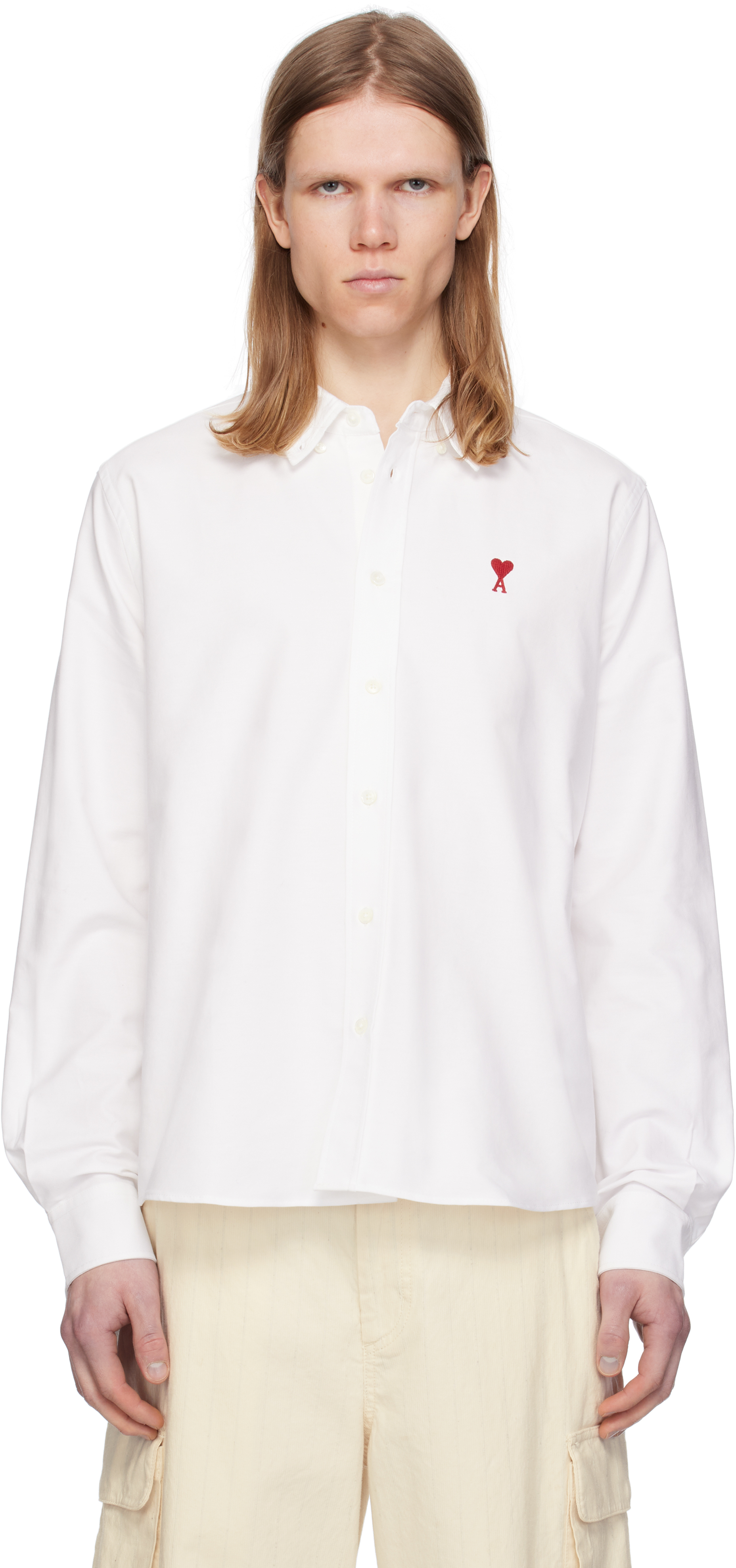 Chemise Homme Ami En Coton Blanc - Taille 38, Occasion Parfait état - Portée Une Seule Fois